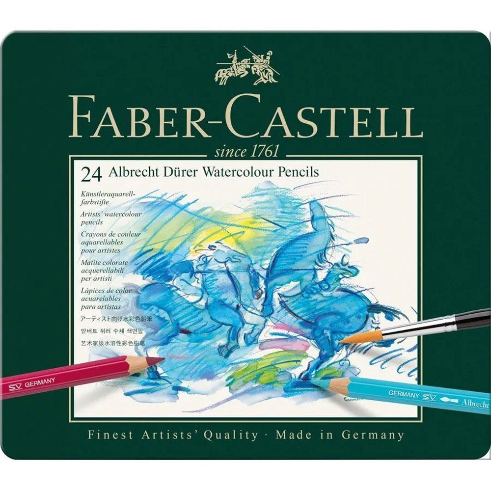 Dürer Pencils wasservermalbar, Faber-Castell 25-tlg), Aquarellstifte Buntstift (Stifte-Set, 24 Watercolour Albrecht Sekuralverleimung Metalletui,