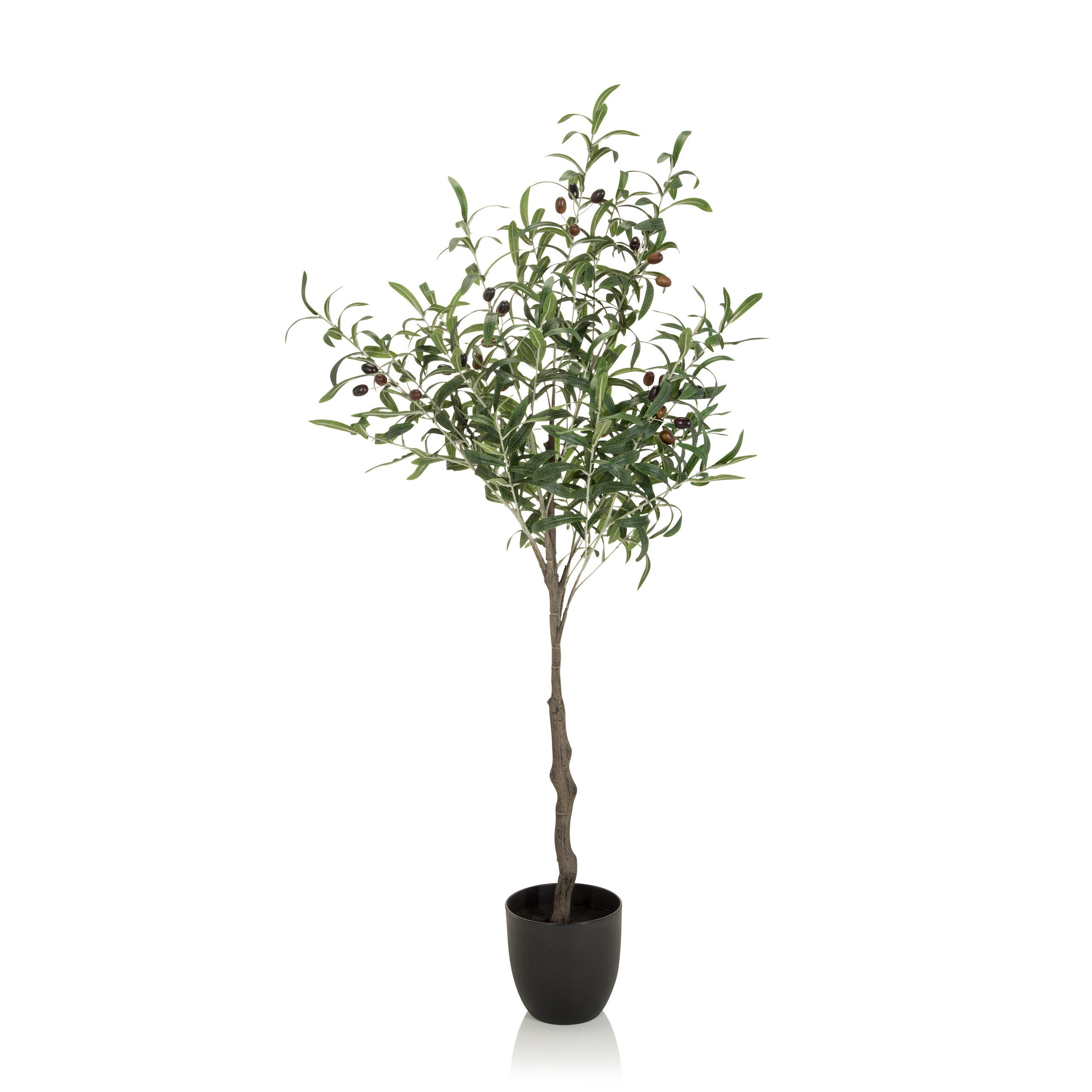 Kunstpflanze Kunstpflanze OLIVE Kunststoff Olive, hjh OFFICE, Höhe 120.0 cm, Künstliche Pflanze Olivenbaum im Kunststoff-Topf Kunstbaum Deko Baum