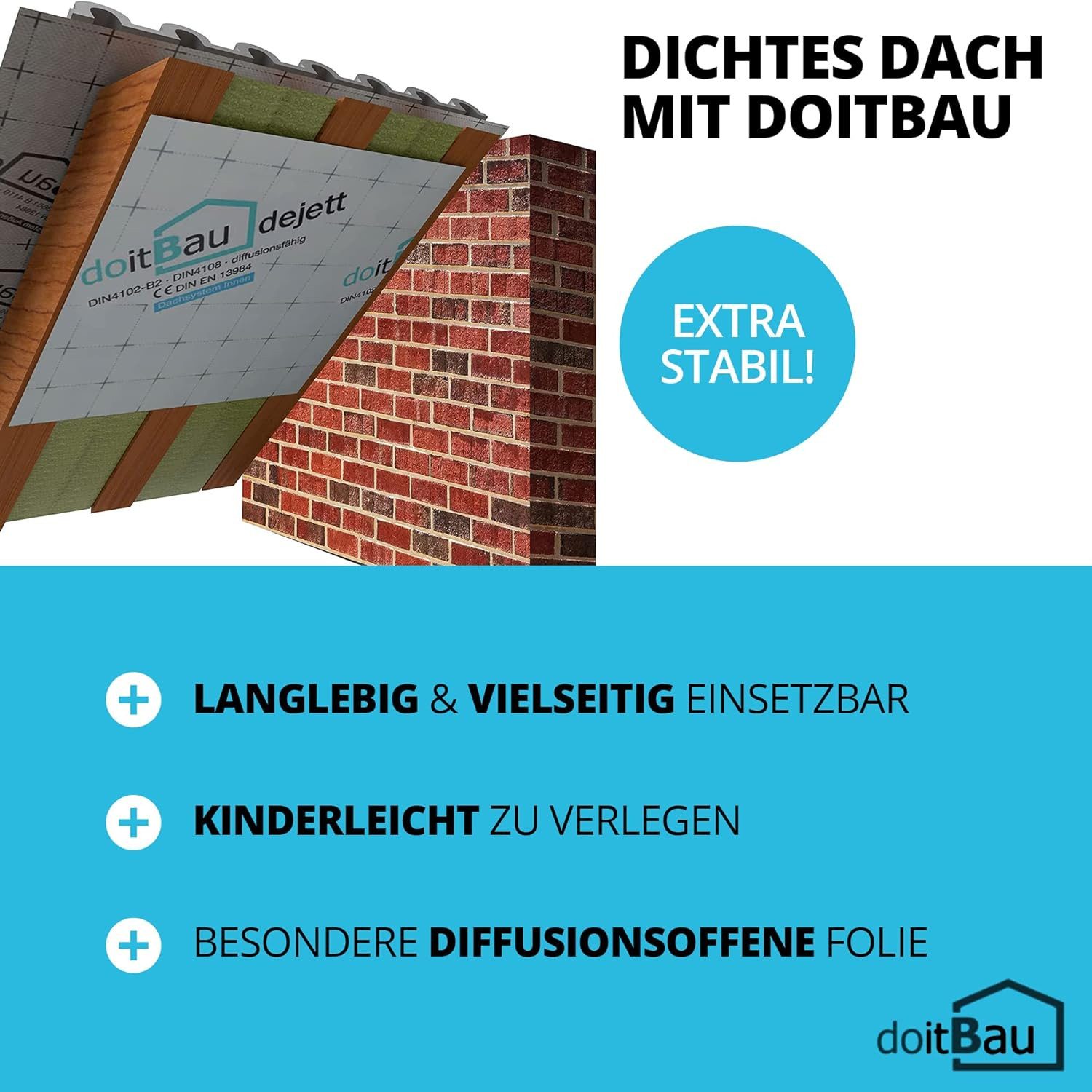 doitBau Dampfbremsfolie dejett 2 Dampfbremsfolie 1,5m x 50m, (1-St)