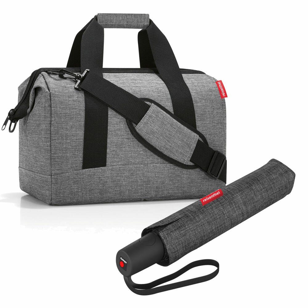 REISENTHEL® Schultertasche allrounder M Set Twist Silver (Set, 2-tlg), mit umbrella pocket duomatic