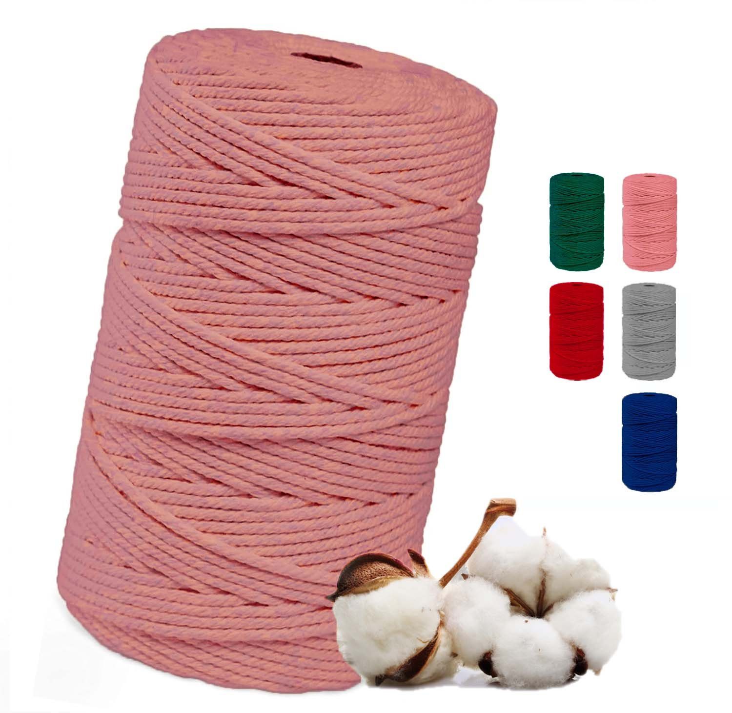 FadenWelt Makramee Garn 3mm x 100m, Baumwollgarn für DIY Handwerk Bastelgarn, 100,00 m (Baumwollschnur für Stricken, Baumwollseil für Wandbehänge und Pflanzen Aufhänger)