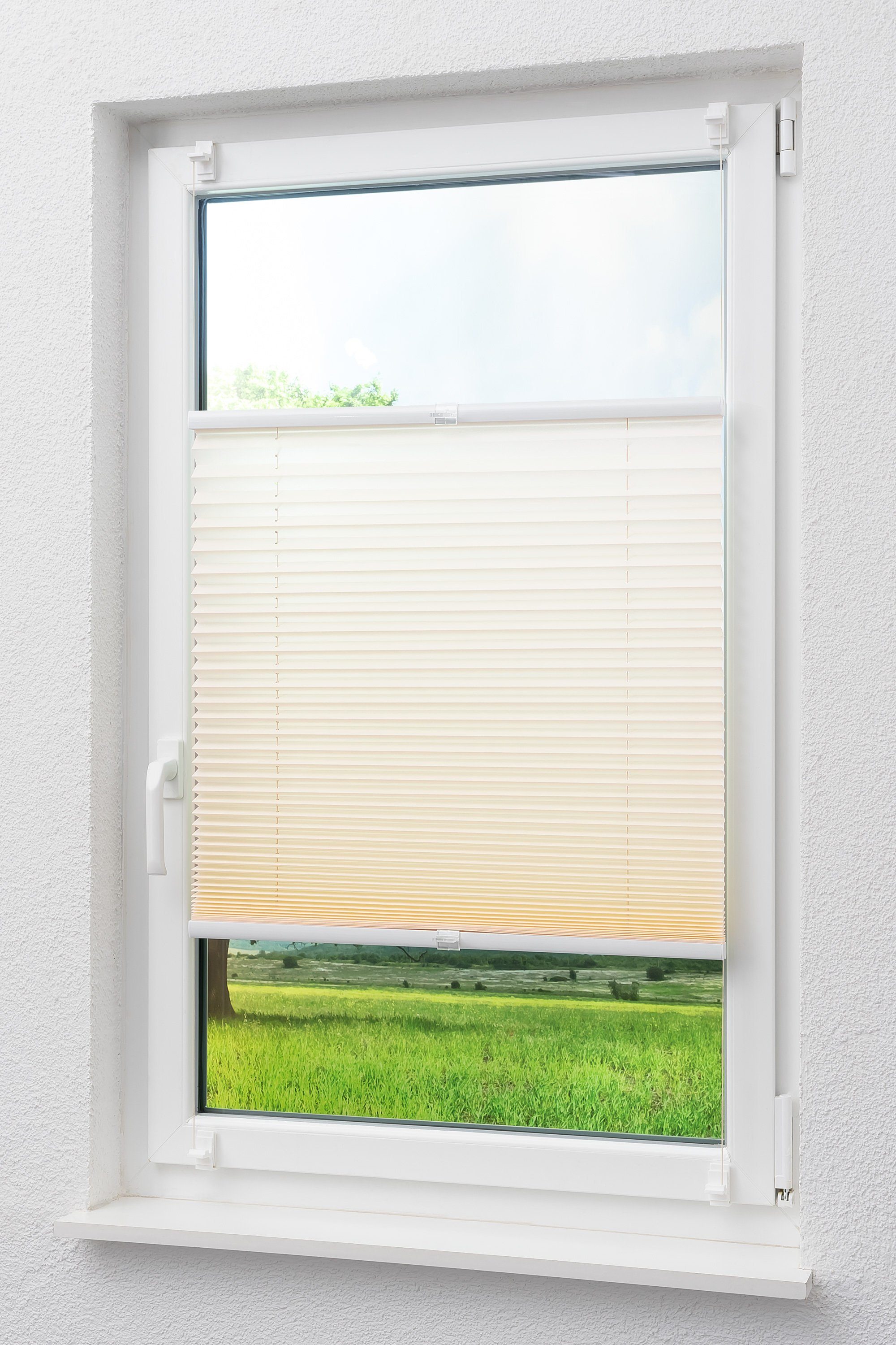 LYSEL® Plissee Krepp Klemmen Beige, blickdicht, HxB 130x100cm