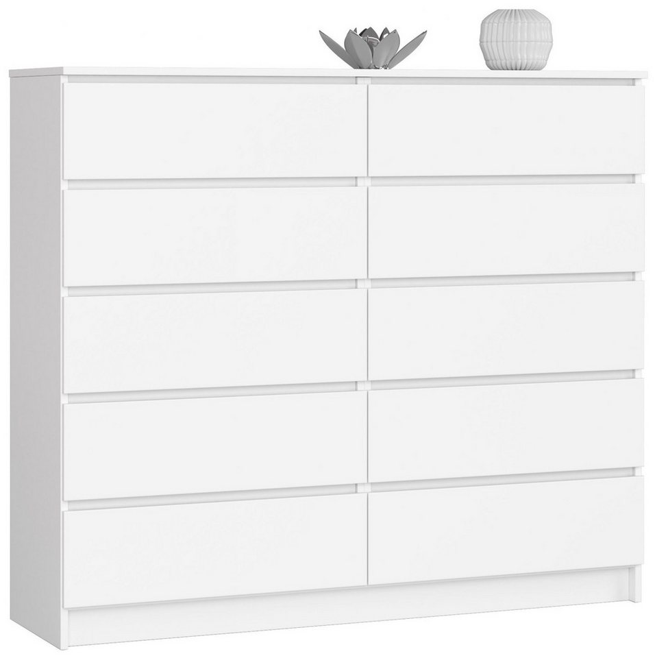 Raumhirsch Furniture Kommode mit 10 Schubladen 138 cm breit Holz Schrank, (viele Farbvarianten - Maße: 138 x 121 x 40 cm) - Hochwertig & stabil