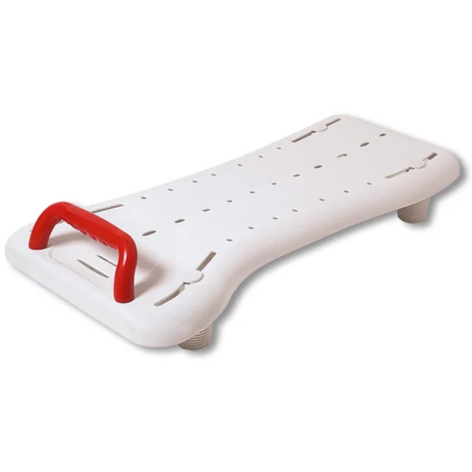 Drive Medical Badewannenbrett Drive Benny Badebrett Weiß-Rot 68 cm, belastbar bis 150 kg, mit Haltegriff, rutschhemmend, Belastbarkeit 150 kg