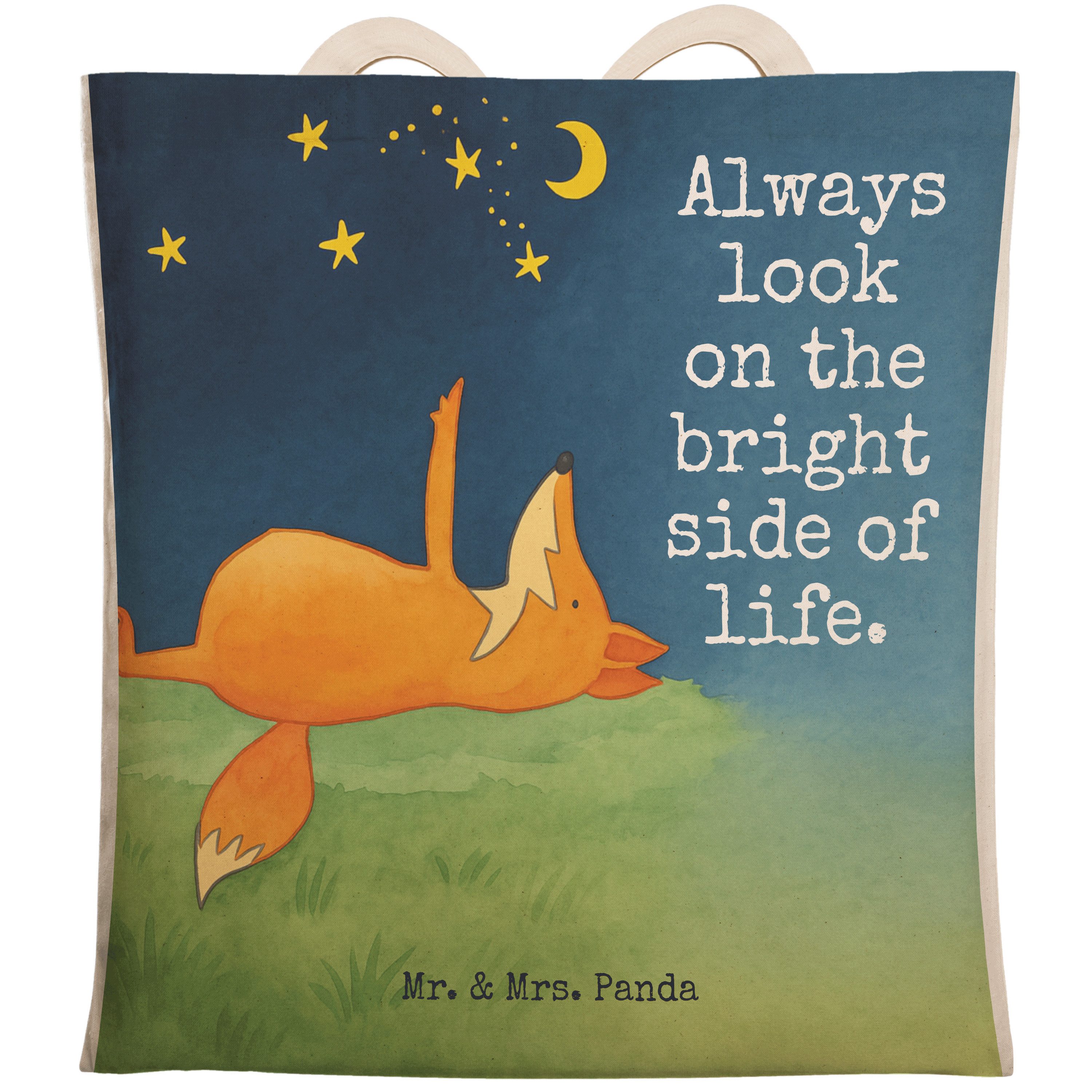 Tragetasche Fuchs Sterne Design, Tote Bag, Weiß, Stoffbeutel, Tasche, Hoffnung, M