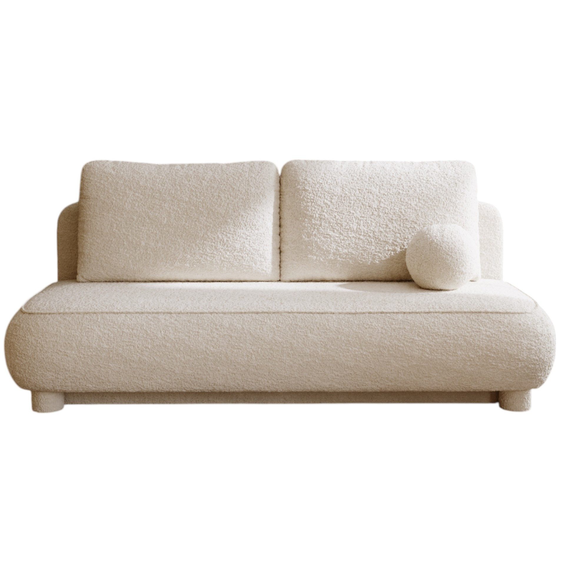 Compleo Schlafsofa Sofa ohne Armlehnen, moderne runde Form, Moderne Couch, Viele Farben zur Auswahl, Breite: 209 cm