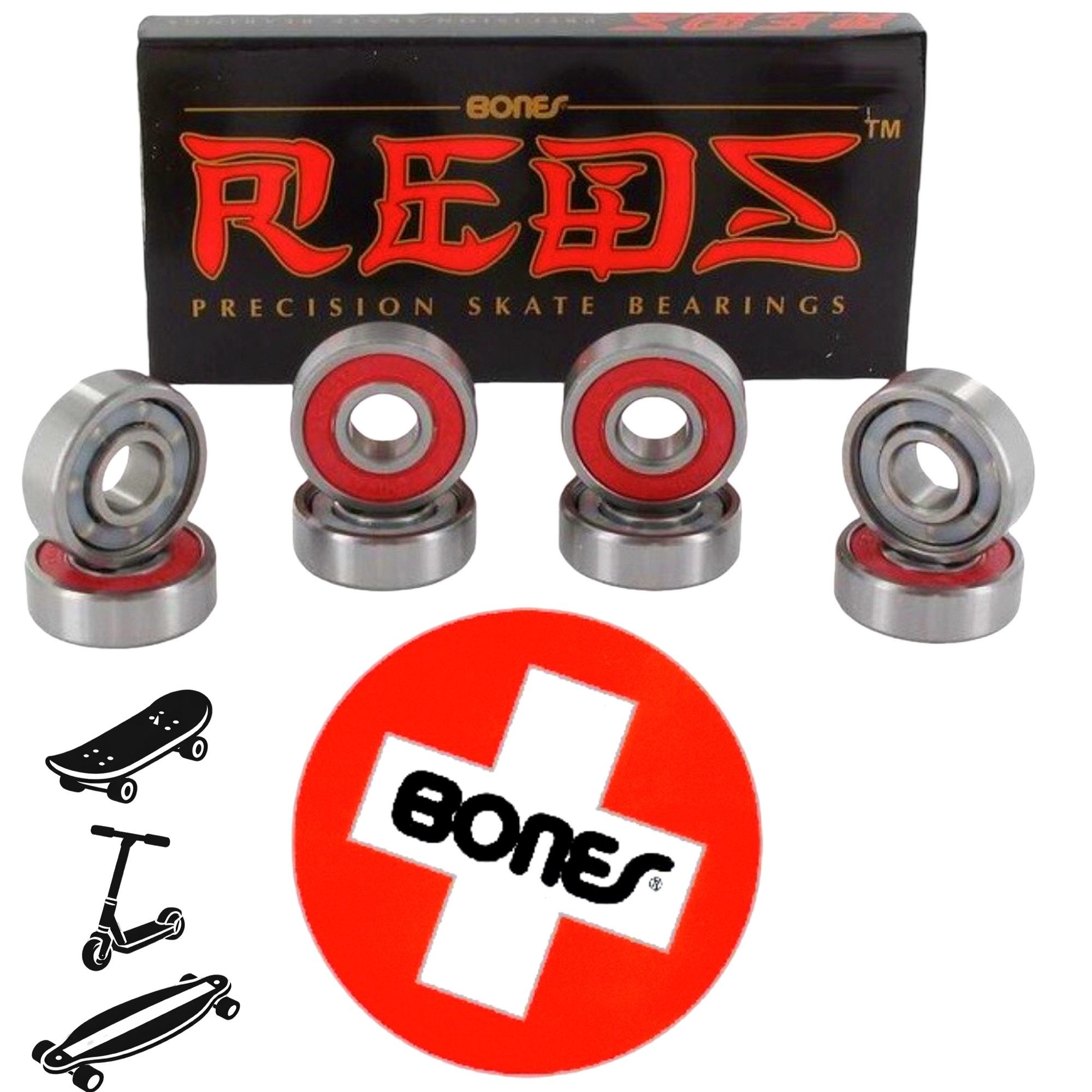 Bones Kugellager Bones REDS Bearings Kugellager Skateboard 608 (8er Pack)