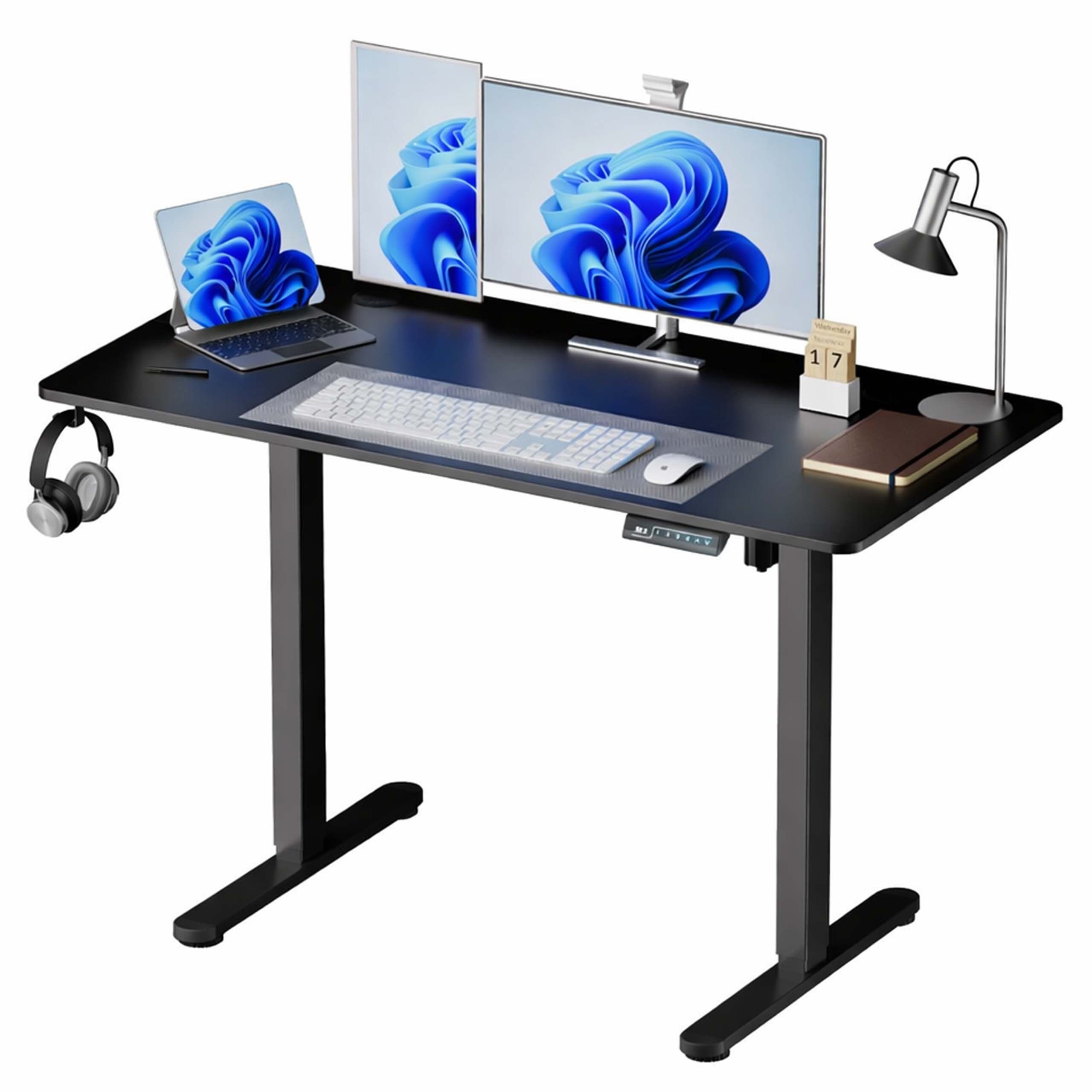 relaxdays Schreibtisch Höhenverstellbarer Schreibtisch Display, schwarz, 120 x 60 cm