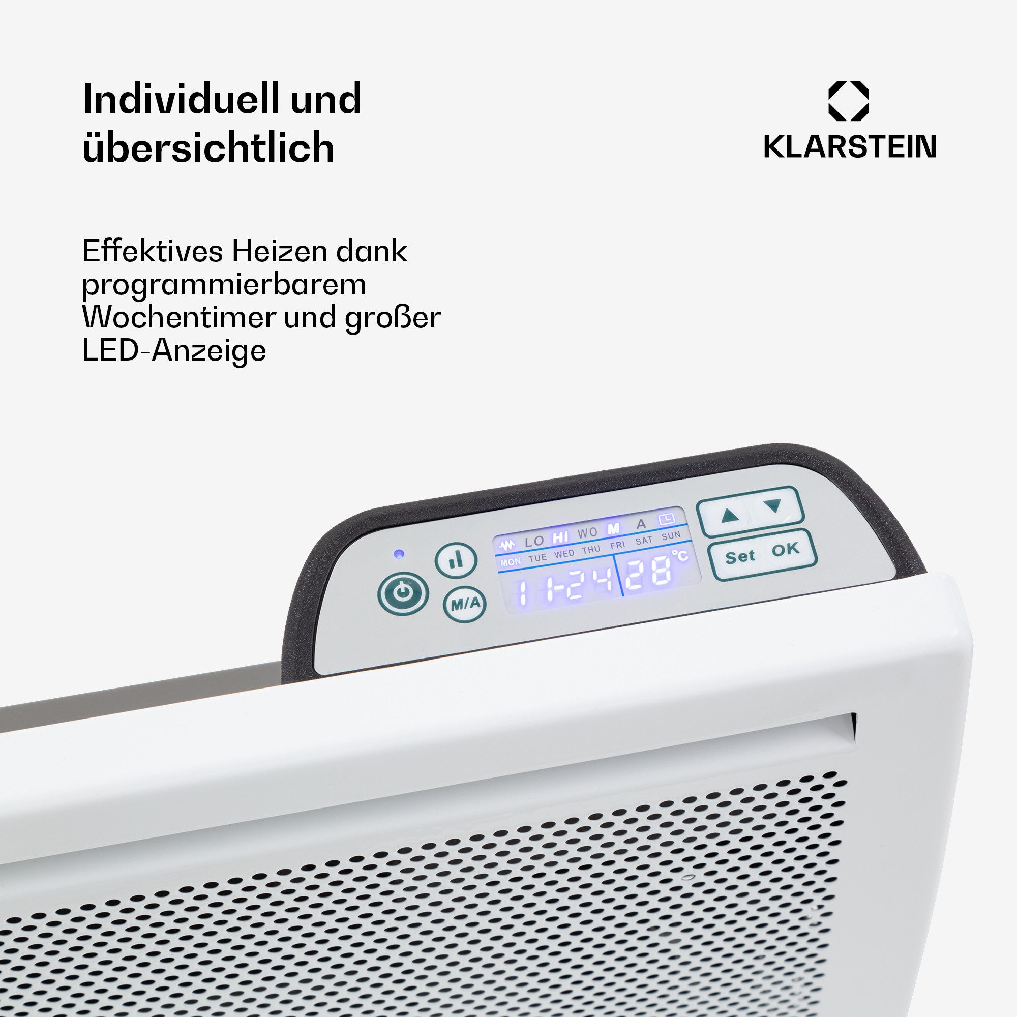 Klarstein Heizstrahler Hot Spot Slimcurve Double 2-in-1 Heizgerät, elektrische Konvektor Heizung Elektrokoheizung elektrischer Heizkörper – Bild 5 von 5