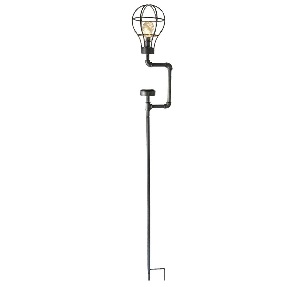 Harms Import LED Solarleuchte, LED-Leuchtmittel fest verbaut, Warmweiß, Solarleuchte Wegelampe Außenleuchte Industrial Wasserrohr