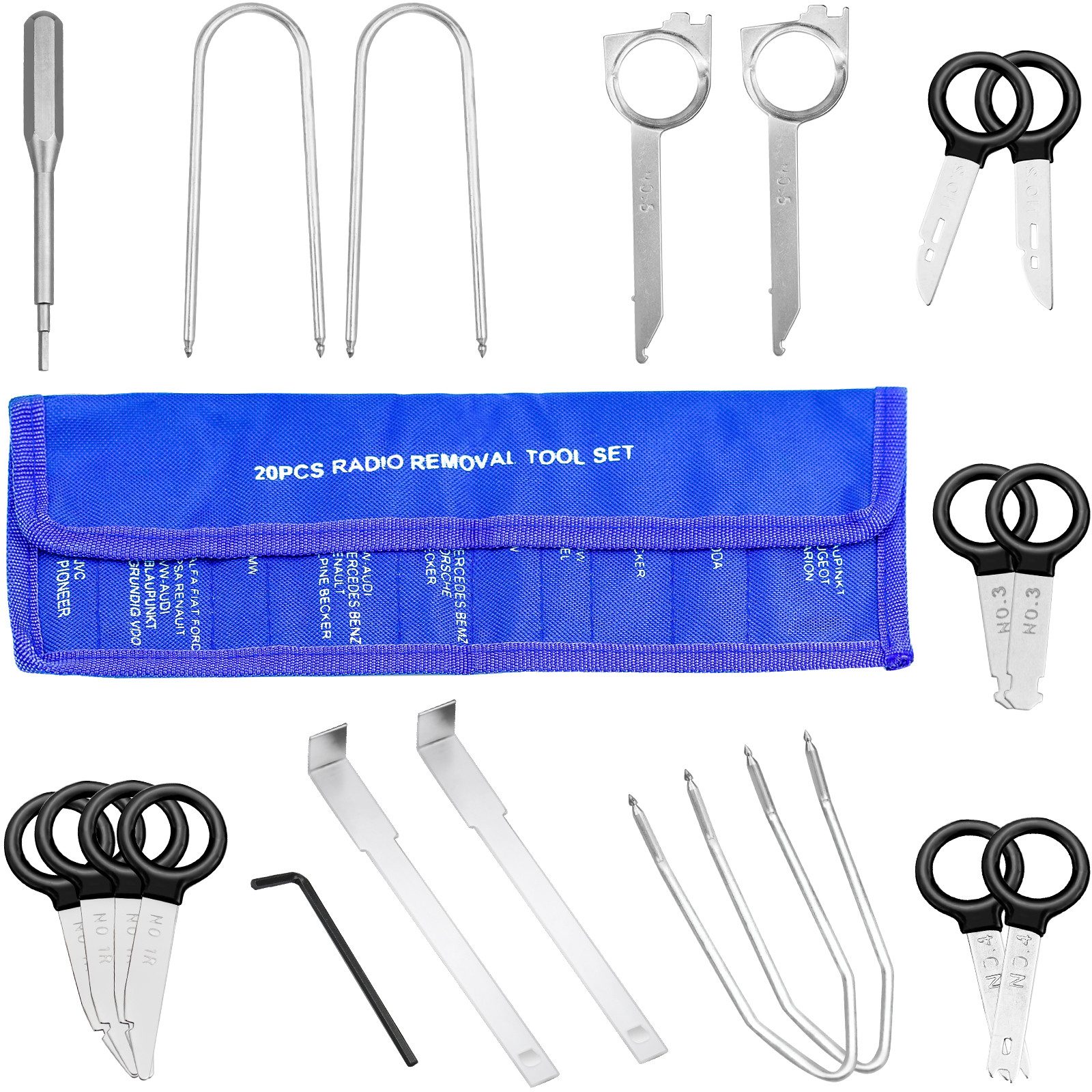 Kityhome Demontagewerkzeug Professioneller Kfz-Demontage-Werkzeugsatz (20 Stück), (20pcs, 20 Demontagewerkzeuge und 1 Aufbewahrungstasche), Schlagfester Kohlenstoffstahl/effizienter Betrieb