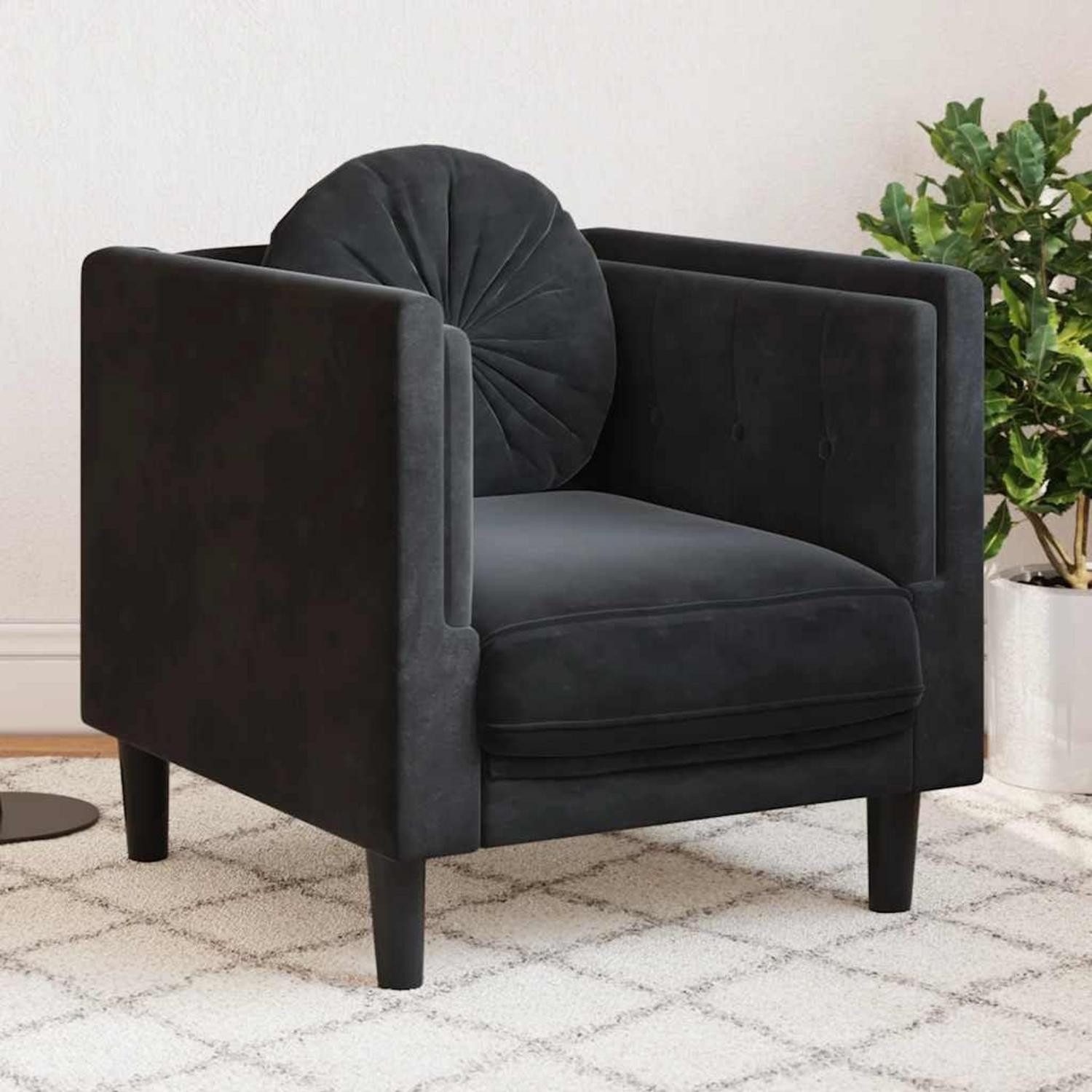 LuxusKollektion Sofa Sofa Samt Sitzkissen Wohnzimmer Schlafzimmer 71 x 77 x 70 cm Schwarz