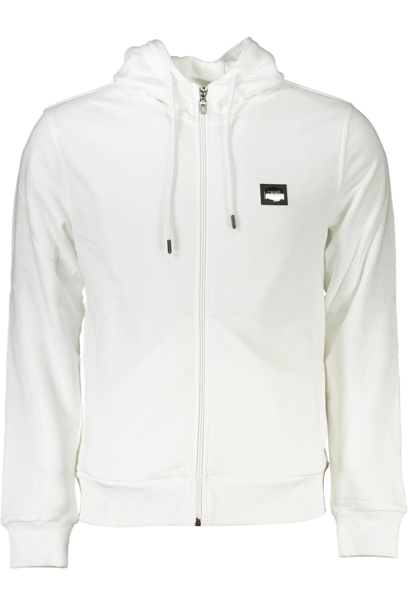 Cavalli Class Sweatshirt Herren Weißer Zip-Sweater mit Kapuze – Regular