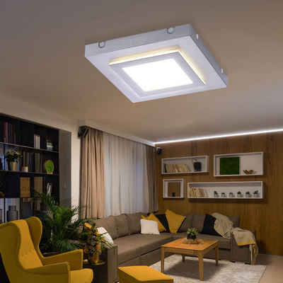 Paul Neuhaus LED Deckenleuchte, LED-Leuchtmittel fest verbaut, Warmweiß, LED Deckenleuchte Schlafzimmerlampe Aluminium silber warmweiß L 30 cm