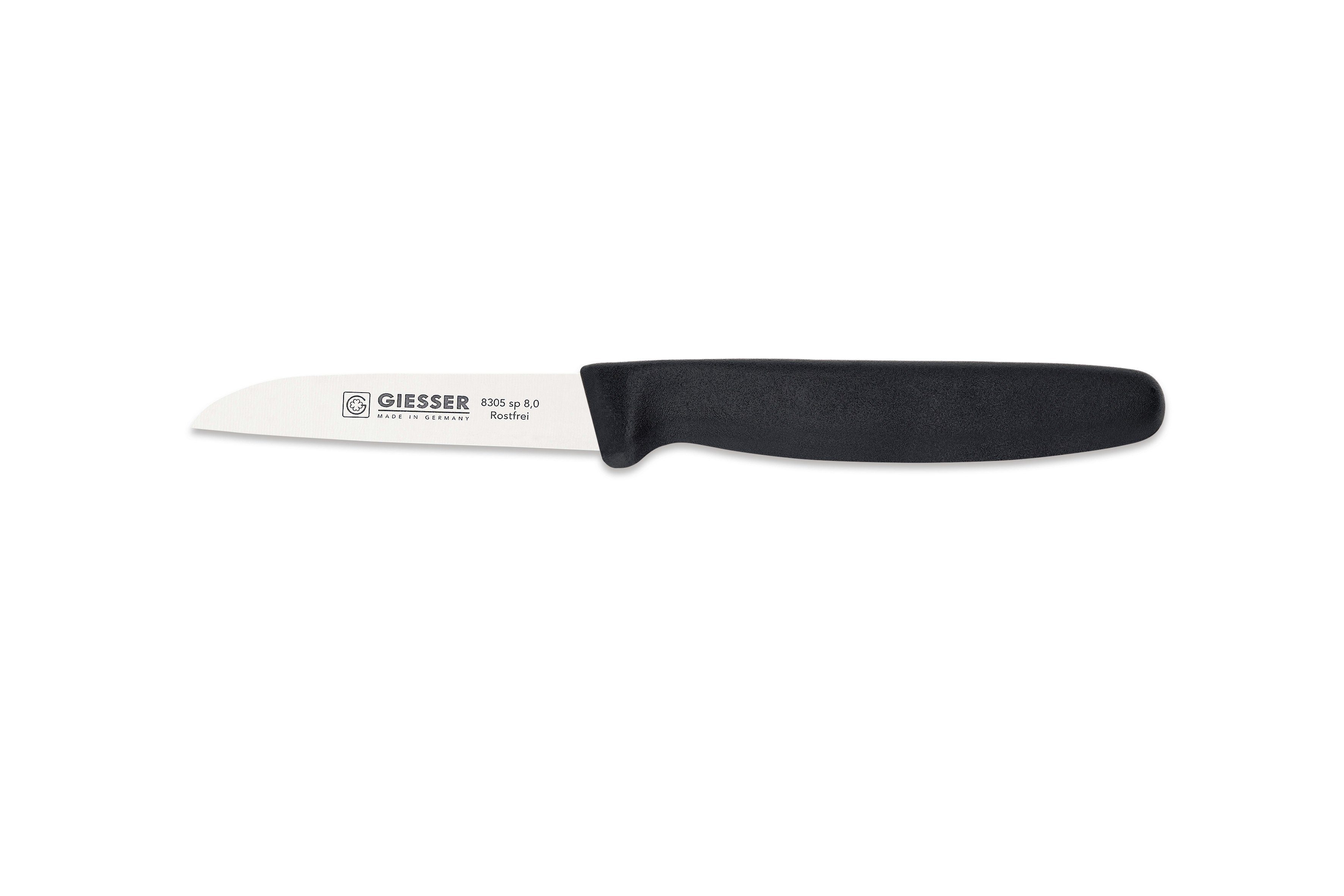 Giesser Messer Gemüsemesser Küchenmesser 8305 sp 8 alle Farben, Küchenmesser gerade Schneide 8 cm, Made in Germany Schwarz