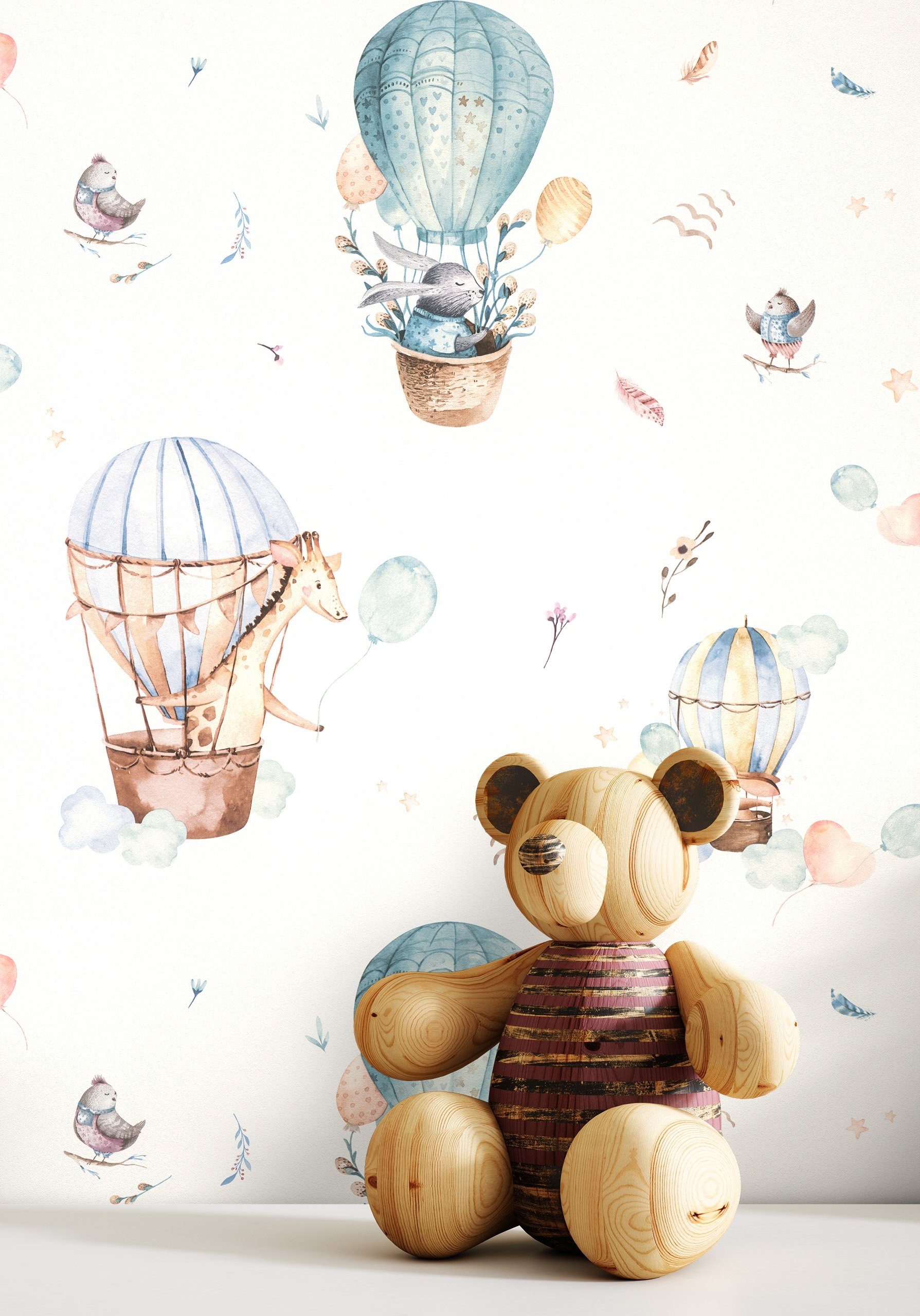 Newroom Vliestapete Baloon Blue Tapete Kindertapete Ballon,Tiere,Heißluftba günstig online kaufen