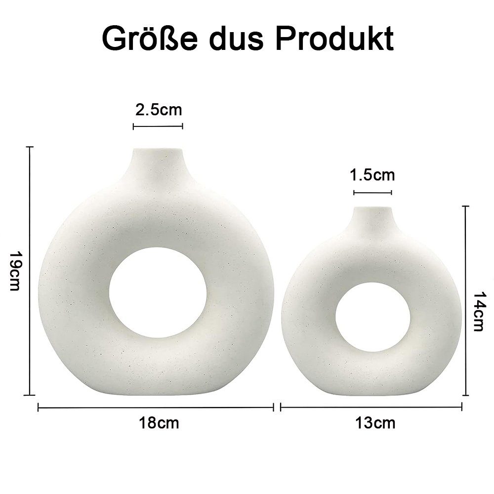 Dekovase Keramik aus NUODWELL Wohnungsdeko Vase, für Stück Keramik Weiß Blumenvasen 2