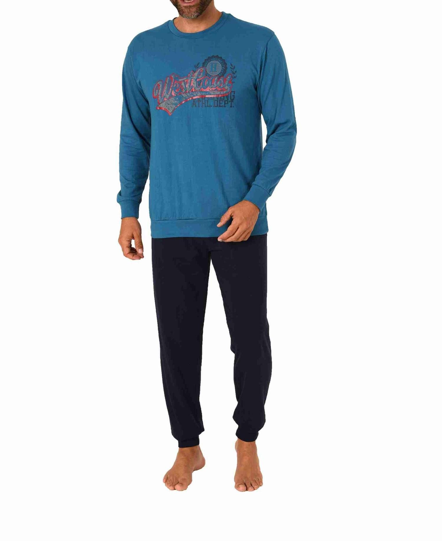 RELAX by Normann Pyjama Herren Schlafanzug langarm mit Bündchen in Optik - 212 10 904