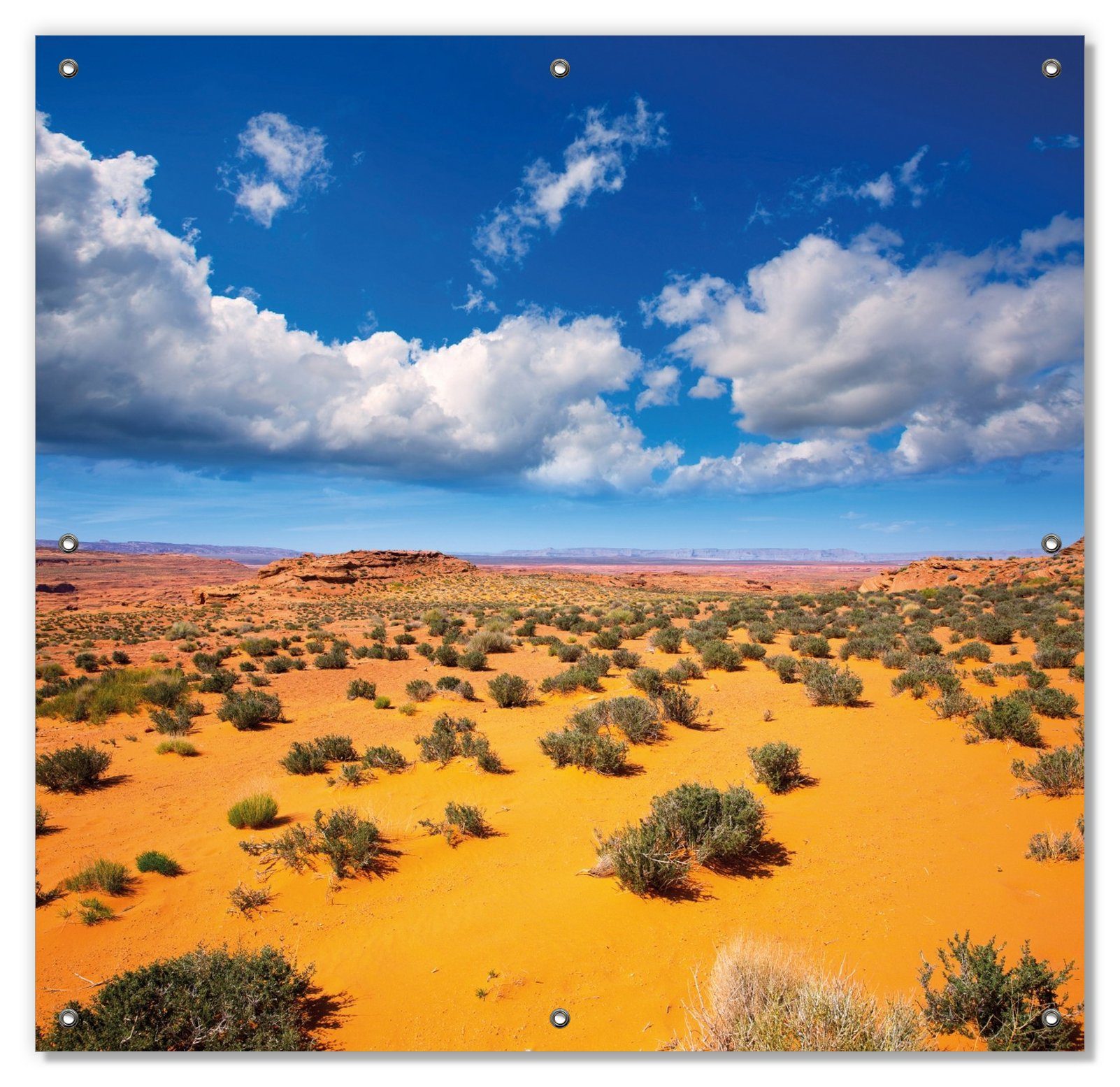 Sonnenschutz Wüste in Arizona - blauer Himmel mit Wolken I, Wallario, blickdicht, mit Saugnäpfen, wiederablösbar und wiederverwendbar