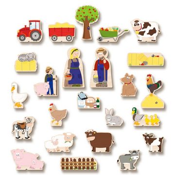 yoamo Adventskalender Adventskalender Bauernhof für Kinder mit 24 Holzfiguren (27-tlg), 27-teilig (1 Set)