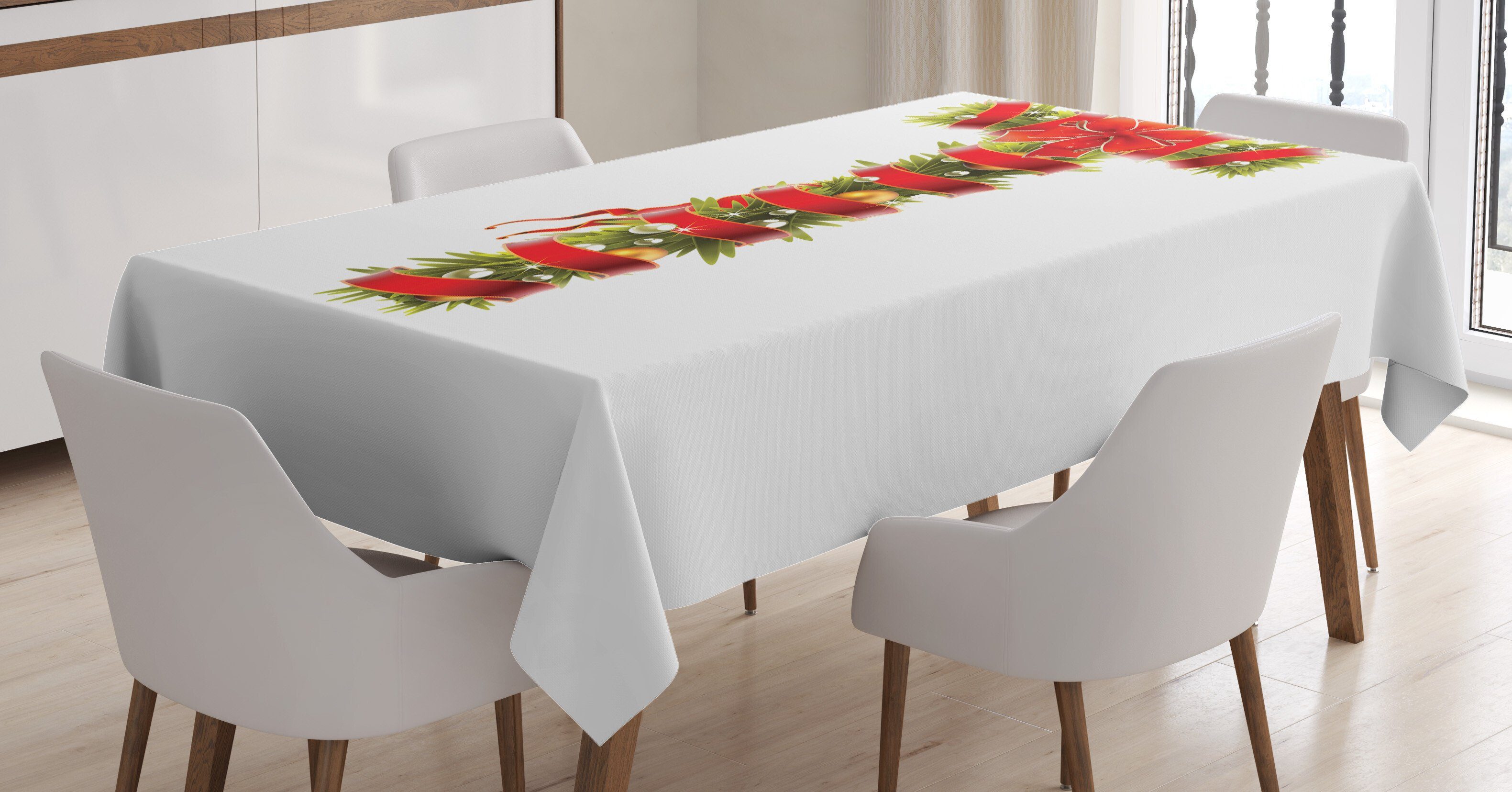 Für Außen Tischdecke den T Abakuhaus Klare Weihnachtsalphabet Farben, Bereich Motiv geeignet Waschbar Farbfest Brief