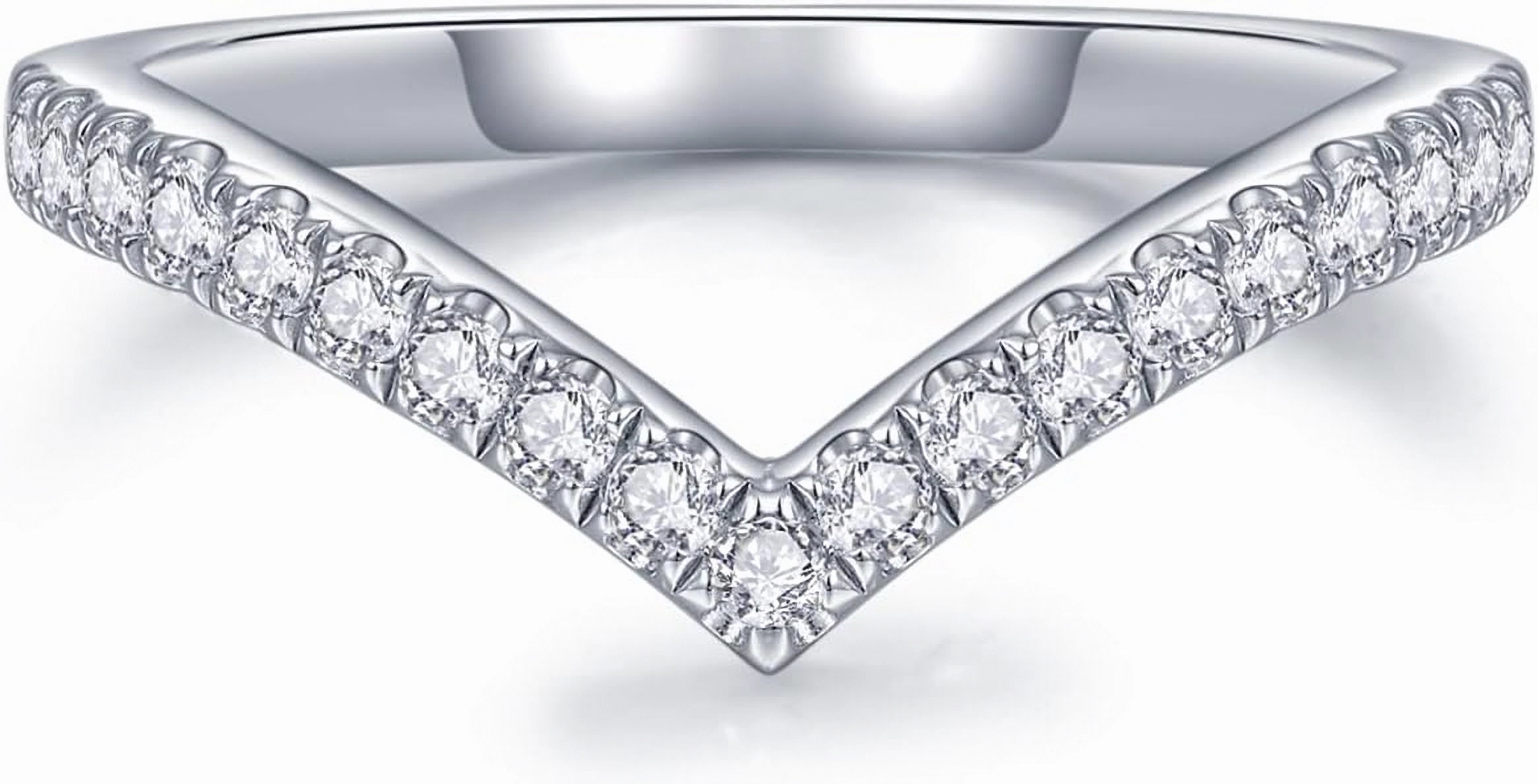 Jumpeak Verlobungsring 585 Gold, V-förmiger Damen-Diamantring, Damenschmuck, DE,VVS VS,3EX,Damenring,Geschenk zum Jahrestag