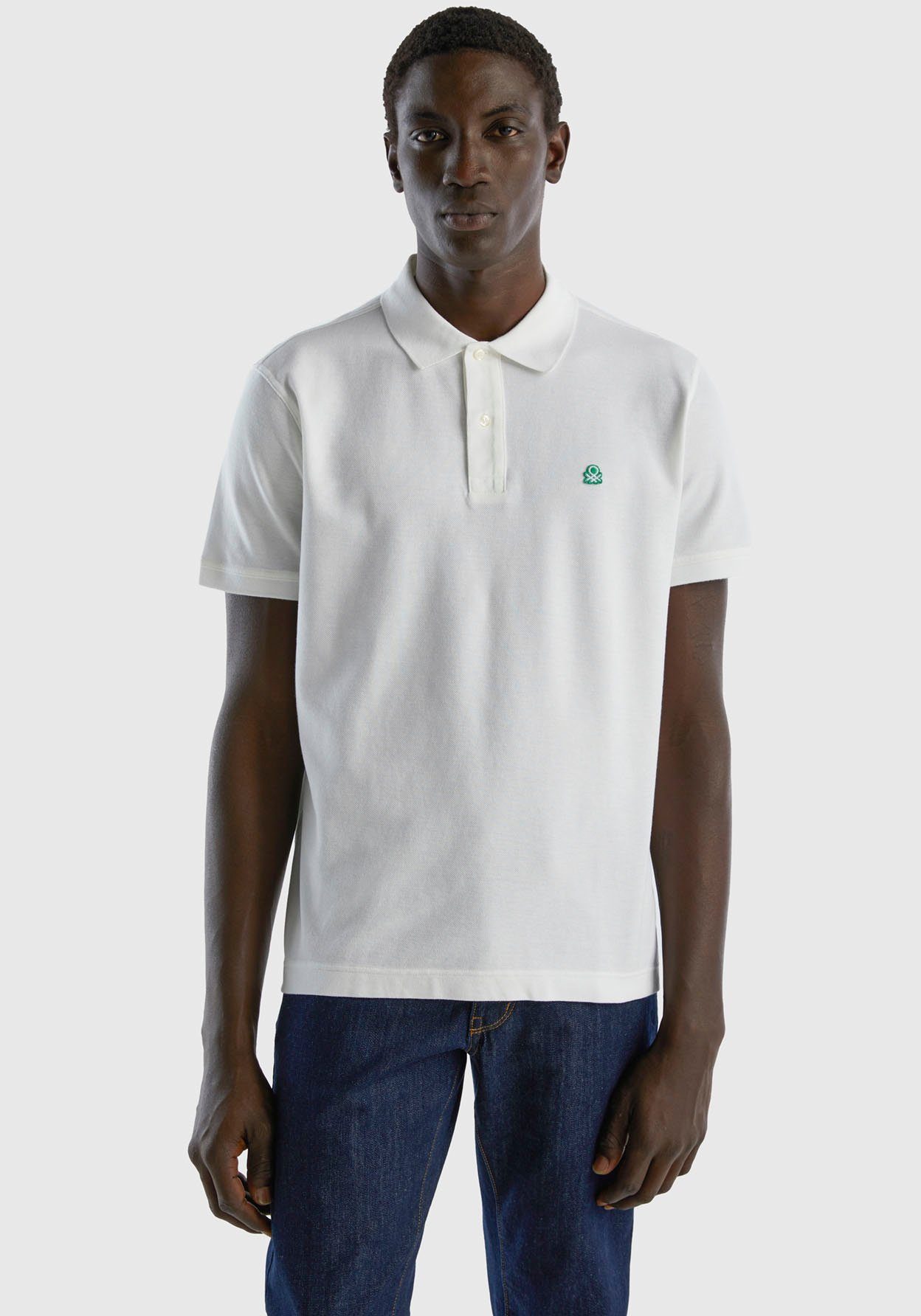 United Colors of Benetton Brusthöhe Poloshirt Logo mit in weiß