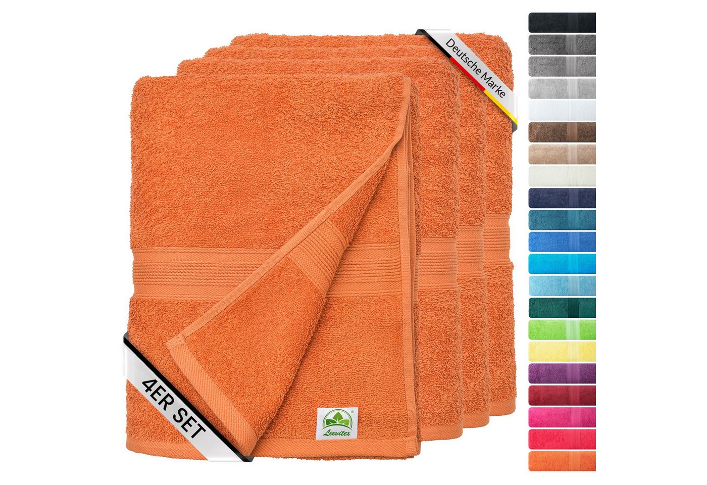 leevitex® Handtücher 4er-Set, 50 × 100 cm, aus 100% Baumwolle, Frottee (Set, 4-St), OEKO-TEX® STANDARD 100 zertifiziert und hochwertig verarbeitet