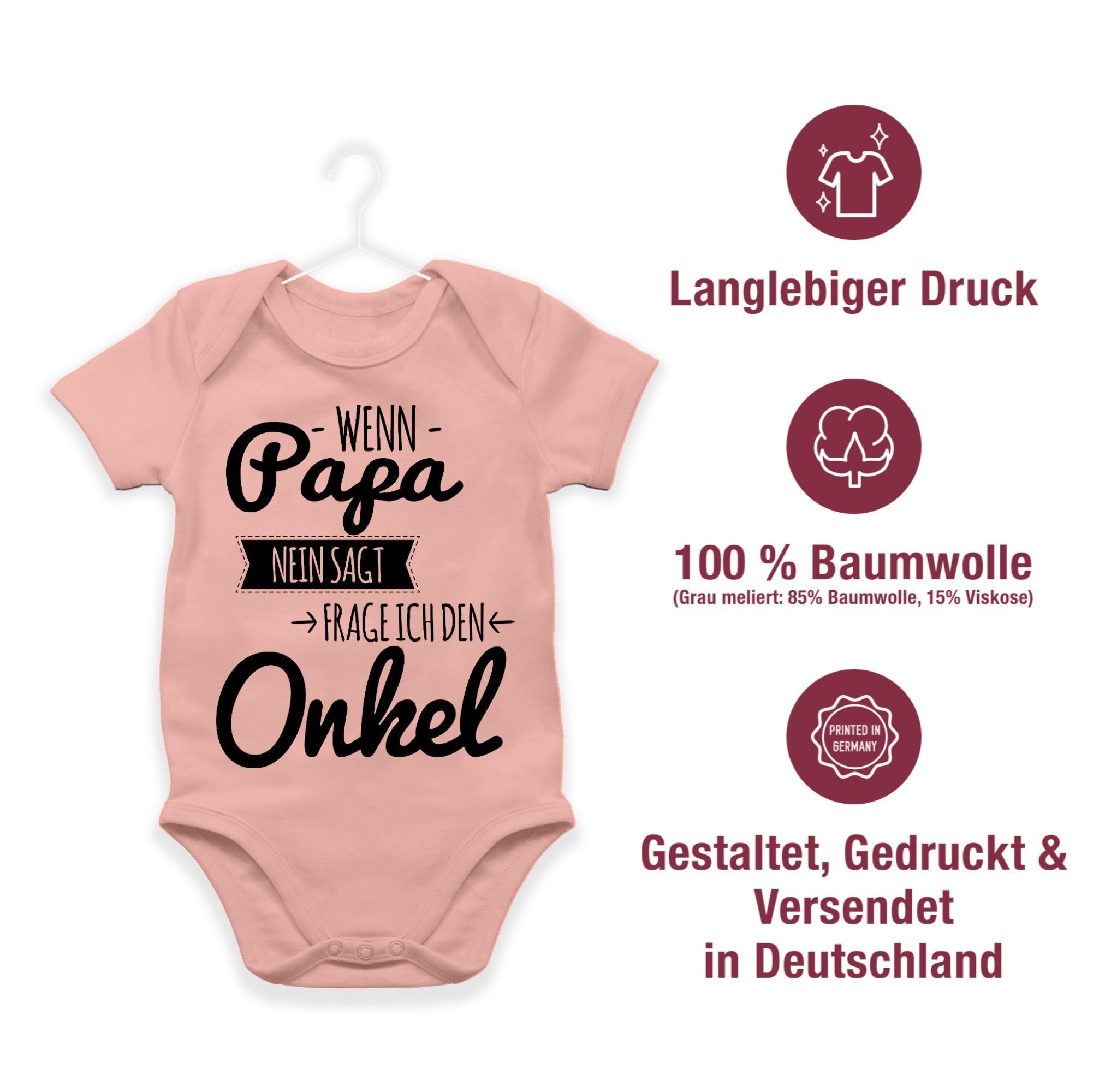 - nein Shirtbody Baby den Onkel Wenn Shirtracer frage Sprüche Babyrosa ich schwarz 1 Papa sagt