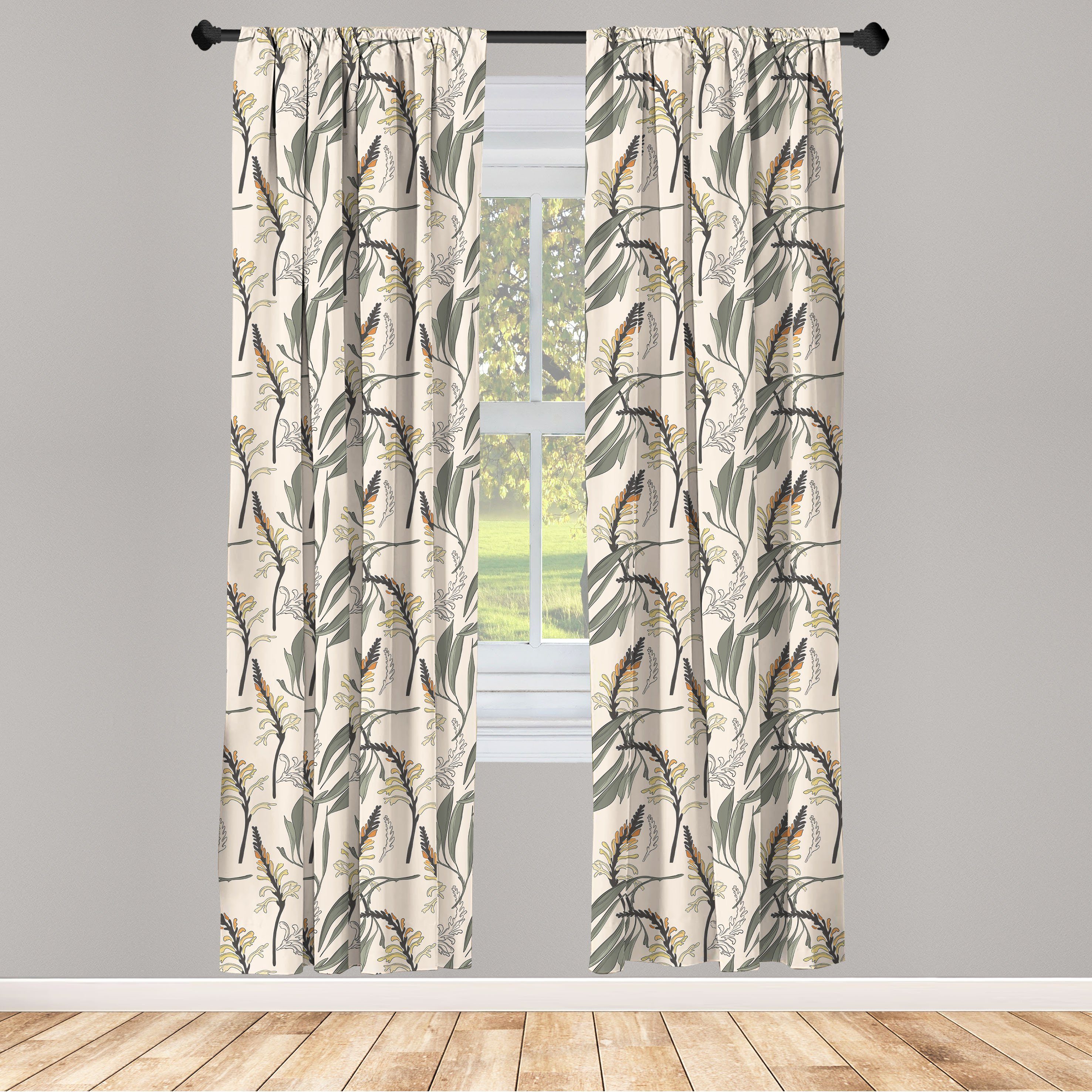 Gardine Vorhang für Wohnzimmer Schlafzimmer Dekor, Abakuhaus, Microfaser, Botanisch Tropical-Blüten-Muster