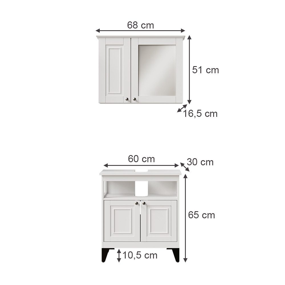 Vicco Badmöbel-Set Vanity, Weiß, 2 Teile, günstig online kaufen