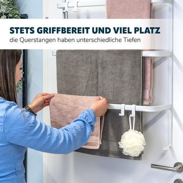 bremermann Handtuchhalter Tür-Hängeregal, Tür-Handtuchhalter mit 4 praktischen Haken, weiß