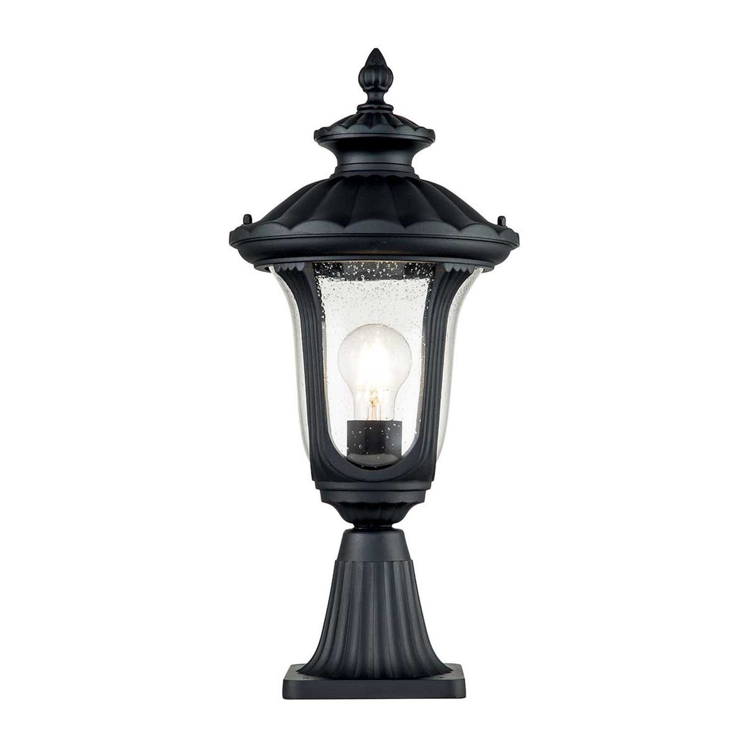Licht-Erlebnisse Sockelleuchte RICHARD, ohne Leuchtmittel, Glas Aluminium 51 cm hoch IP44 Schwarz Rustikal