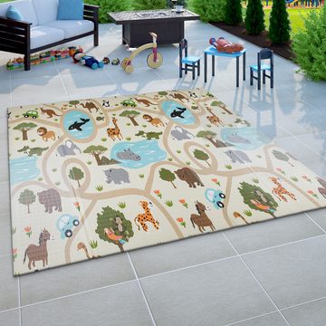 Kinderteppich Spielmatte Teppich Kinderzimmer Bunt Tiere Weltkarte, Paco Home, rechteckig, Höhe: 5 mm