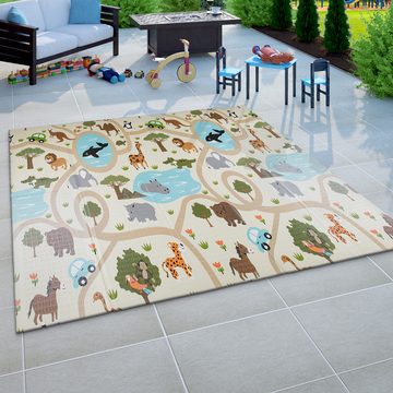 Kinderteppich Spielmatte Teppich Kinderzimmer Bunt Tiere Weltkarte, Paco Home, Rechteckig, Höhe: 5 mm