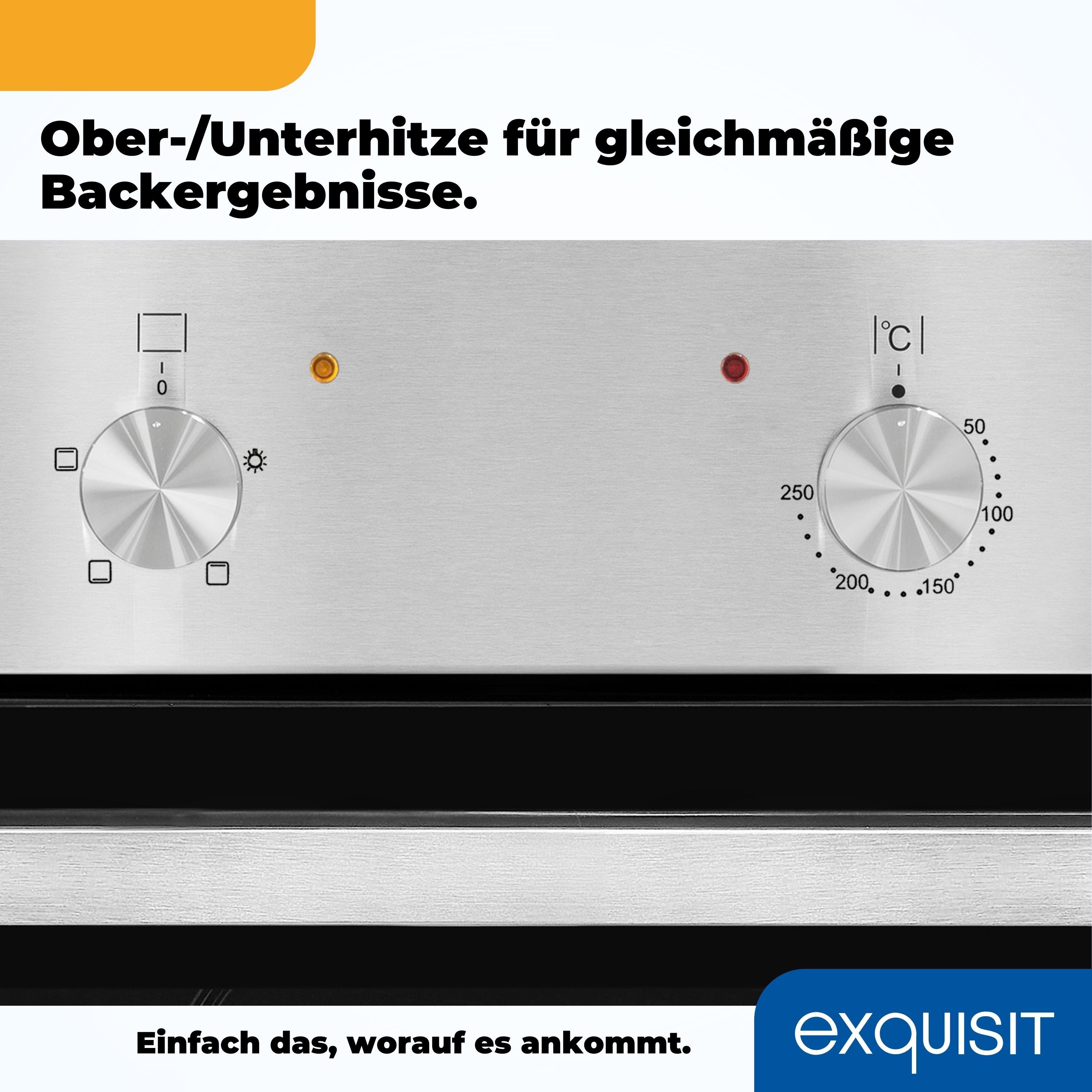 exquisit Einbaubackofen EBE 555-1.1, Alles drin: Grill, Licht, Backblech – für jedes Backvorhaben!