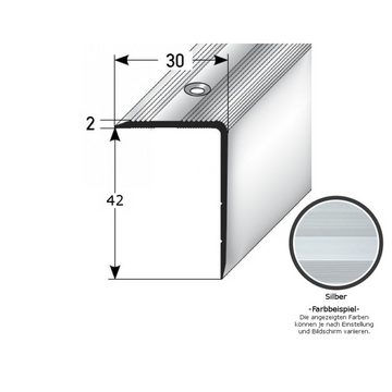 PROVISTON Treppenkantenprofil Aluminium, 30 x 42 x 1000 mm, Silber, Treppenkante, Winkelprofil