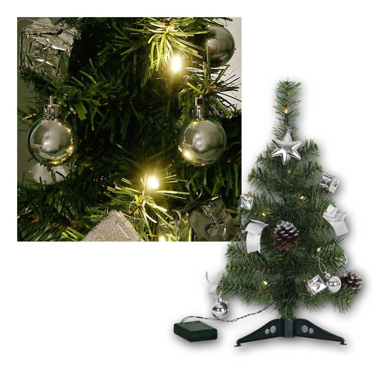 STAR TRADING Künstlicher Weihnachtsbaum LED Batterie Tannenbaum "Decorage" 45cm grün/silbe