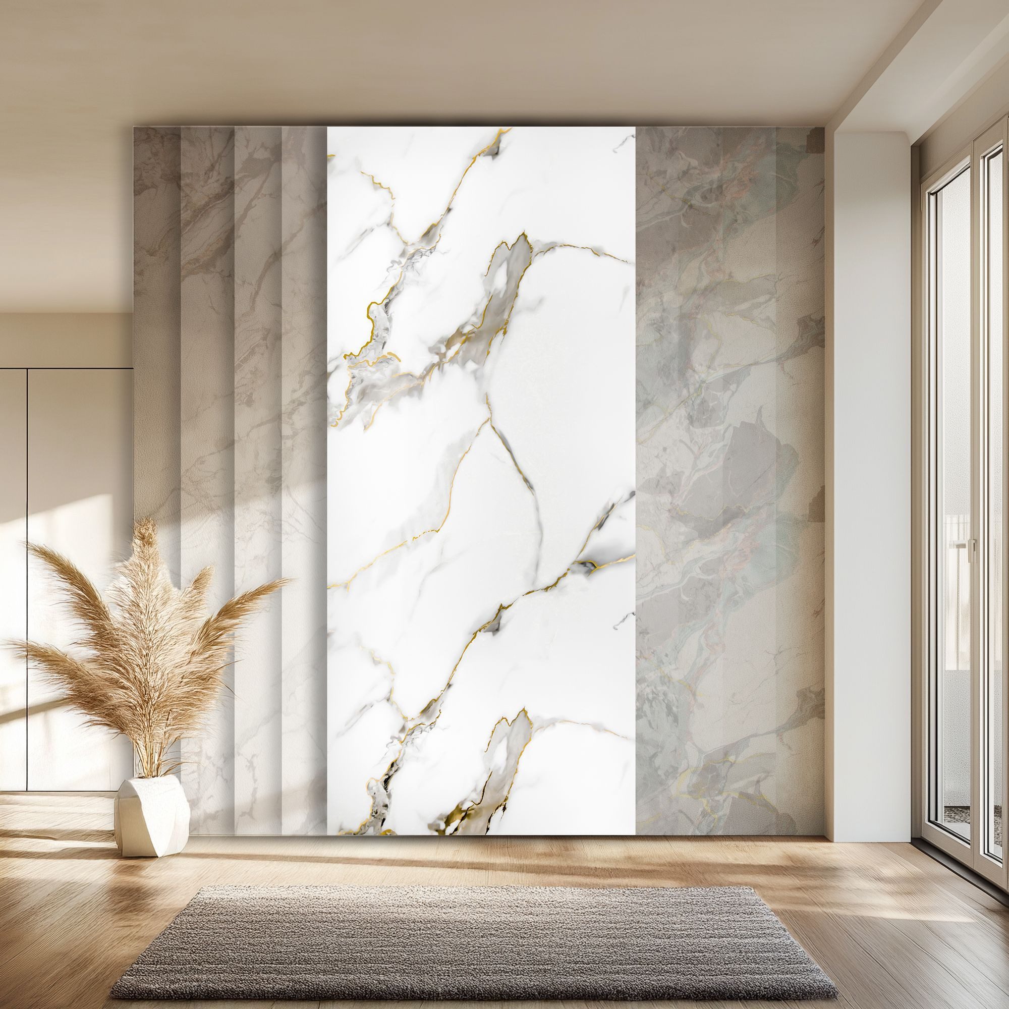 Hexim Wandpaneel, BxL: 122x280 cm, (Marmorplatten Optik 2 Stück 280x122 cm SPC Kunststoff Innen & Außenbereich Granit Steinoptik - Duschrückwand Küchenrückwand Spritzschutz Dekorplatte innen und außen (6,84 m² 8038A) A-Serie)