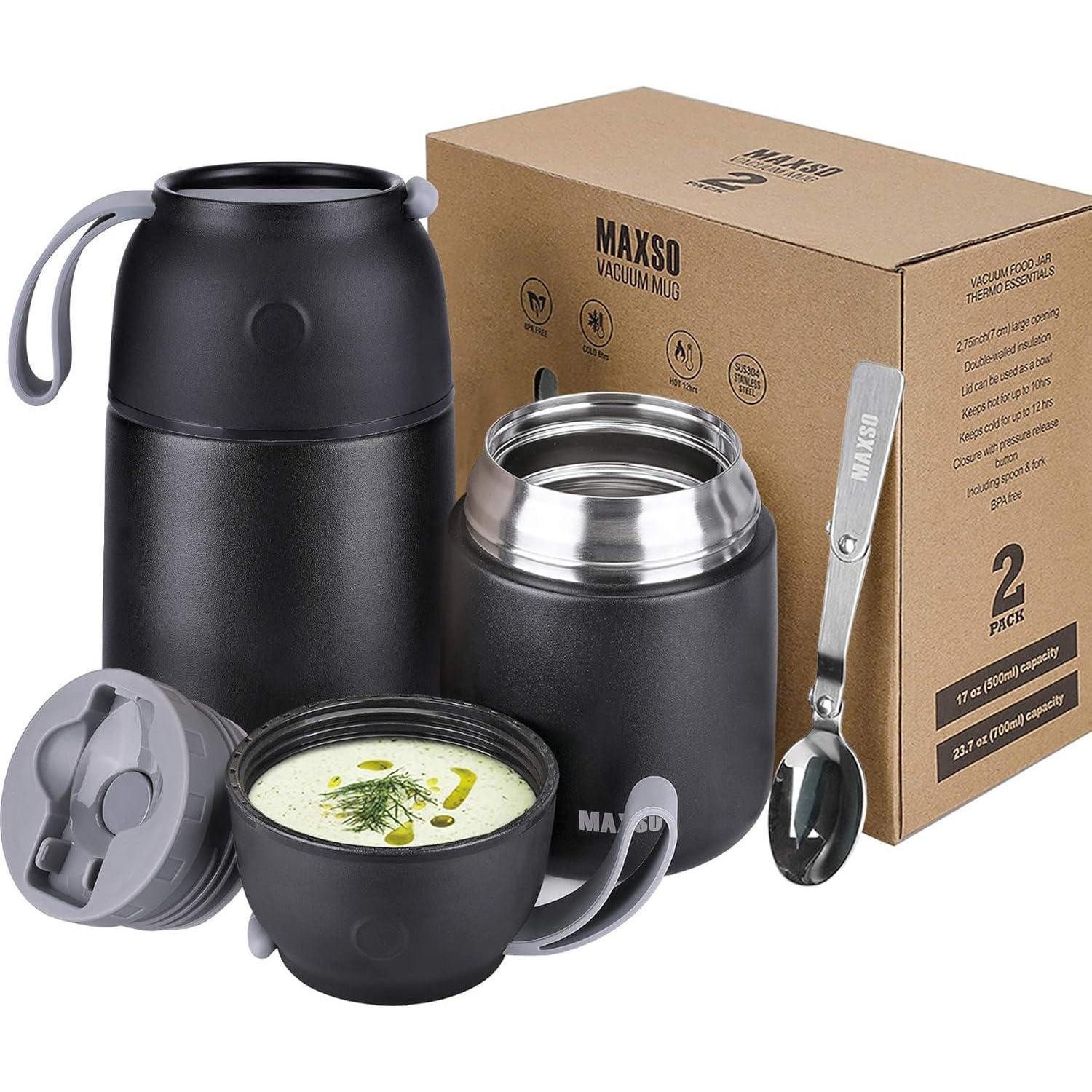 LuxusKollektion Thermobehälter Thermobehälter Essen 500ml 700ml Edelstahl Warmhaltebecher Löffel Set