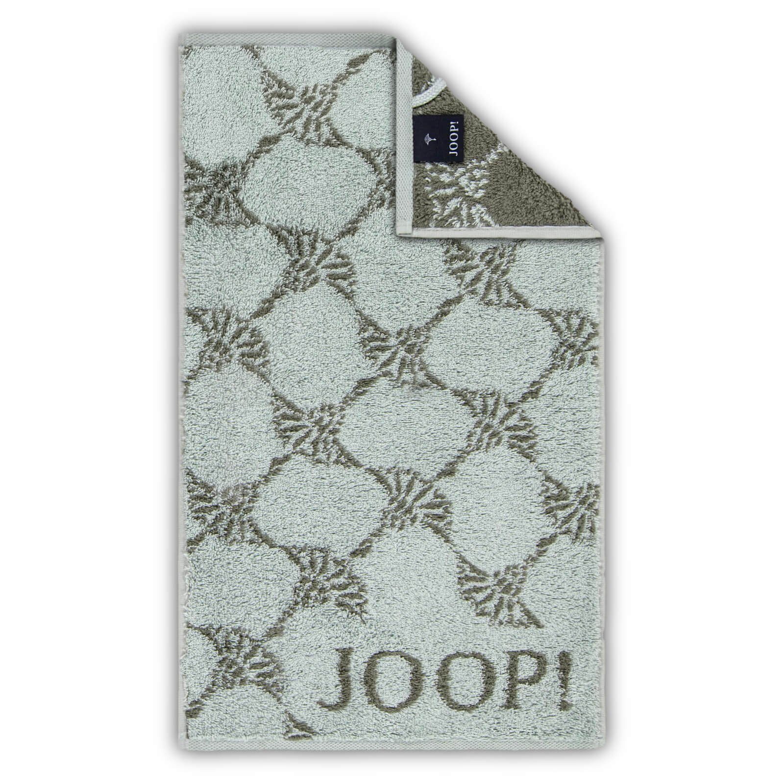 JOOP! Handtuch Gästetuch Classic Cornflower Salbei 1611 47, Walkfrottier (1-St), Wendeoptik, Logo, Flauschig