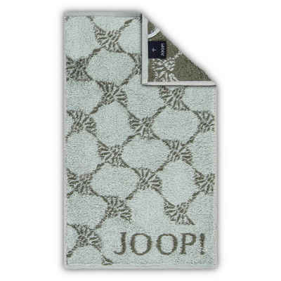 Joop! Handtuch Gästetuch Classic Cornflower Salbei 1611 47, Walkfrottier (1-St), Wendeoptik, Logo, Flauschig