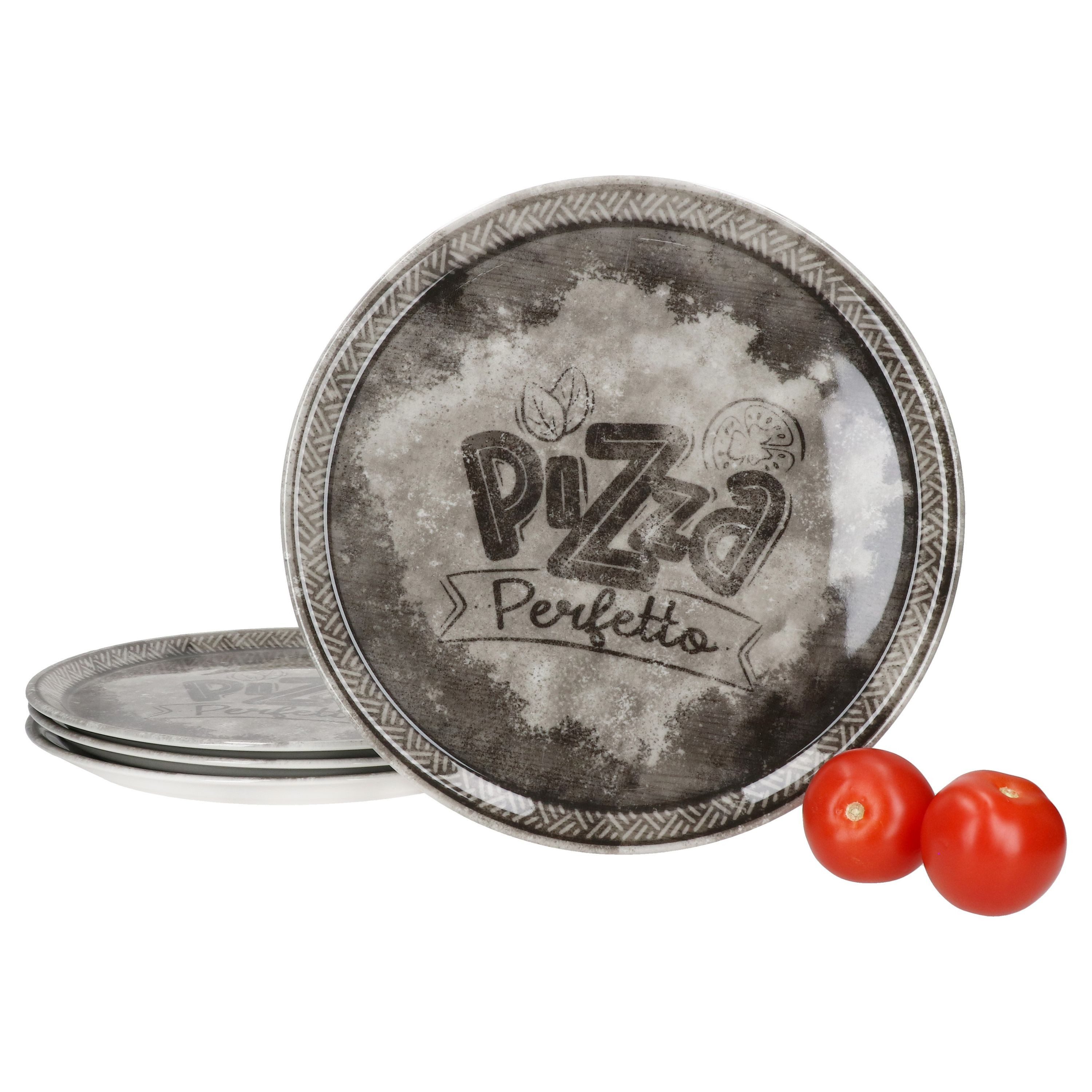 MamboCat Pizzateller 4x Perfetto Pizzateller Schwarz Ø 31,5 cm 4 Personen Porzellan