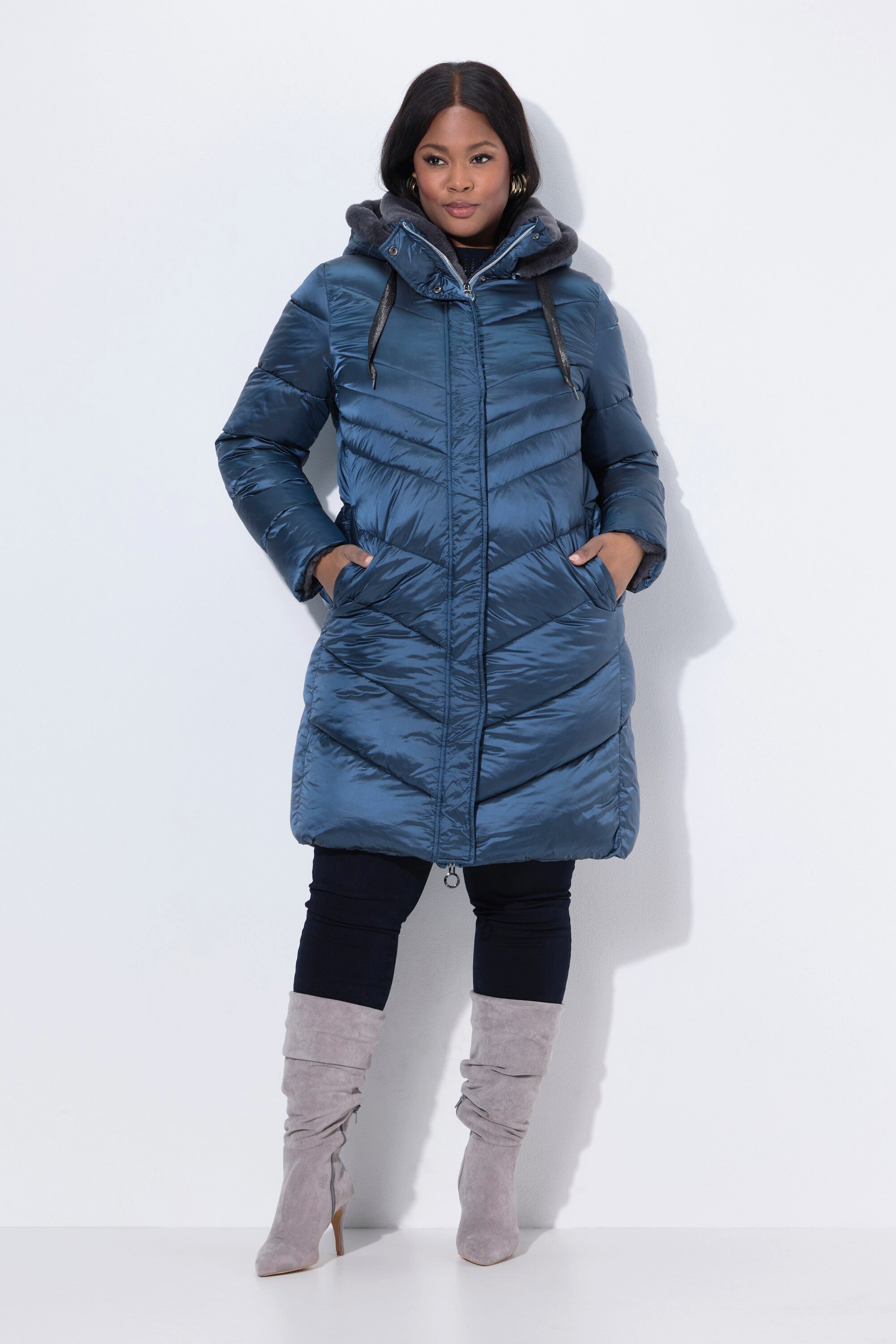 Ulla Popken Wintermantel HYPRAR Steppmantel Metallic-Optik günstig online kaufen