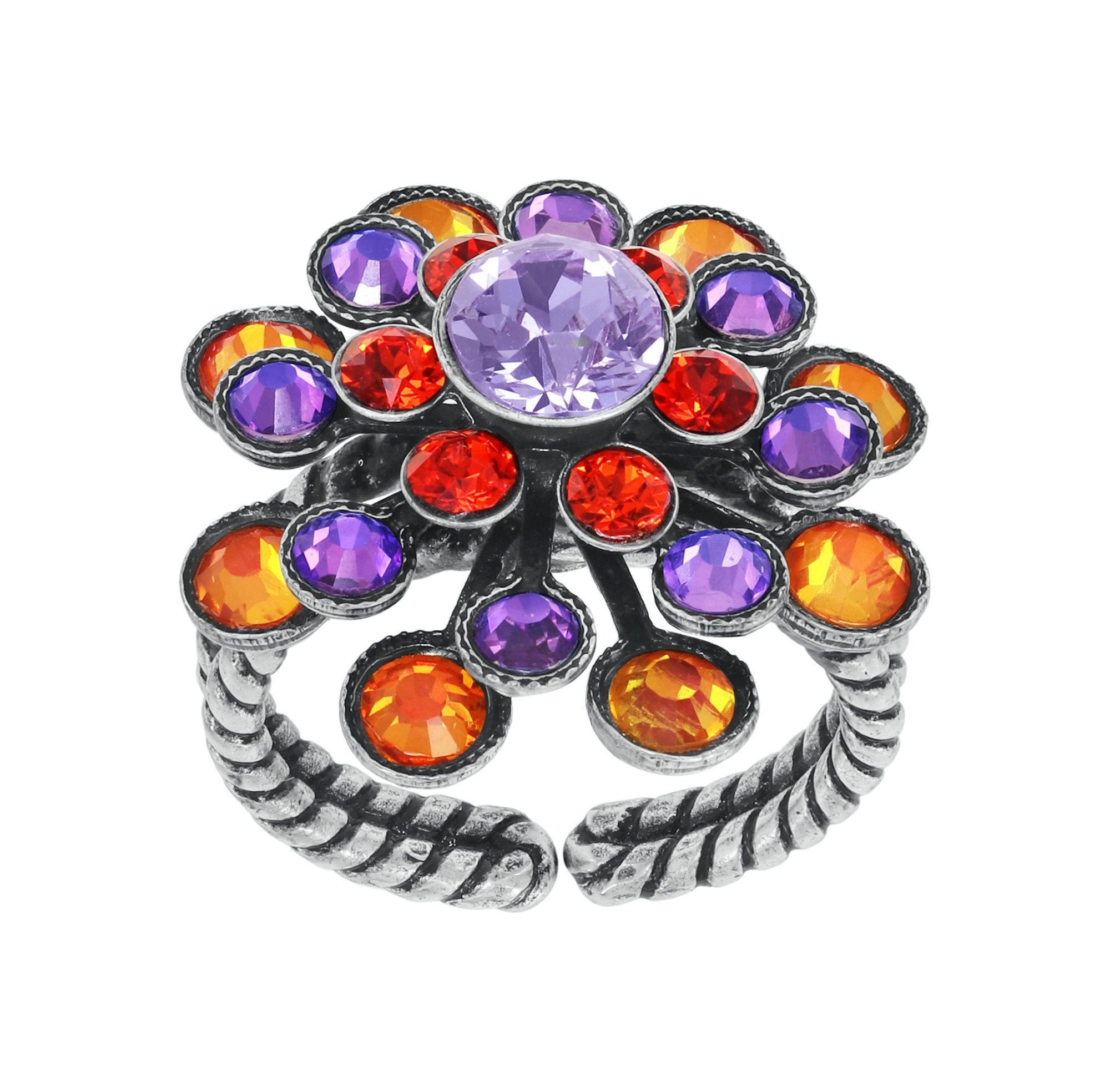 KONPLOTT Fingerring KONPLOTT Ring Lost Garden Opulente Blüte Lila Orange
