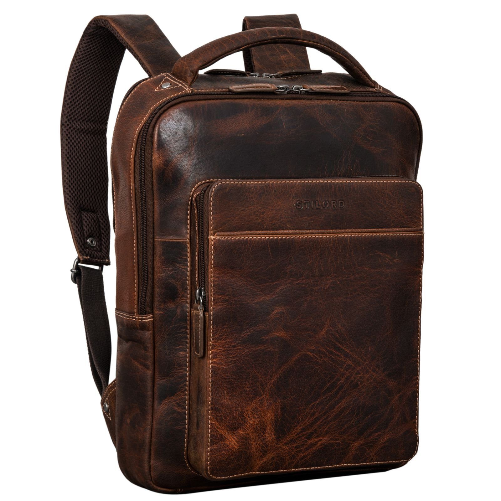 STILORD Notebook-Rucksack "Nicky" Laptoprucksack 13 Zoll aus echtem Leder Mittel-Groß Unisex