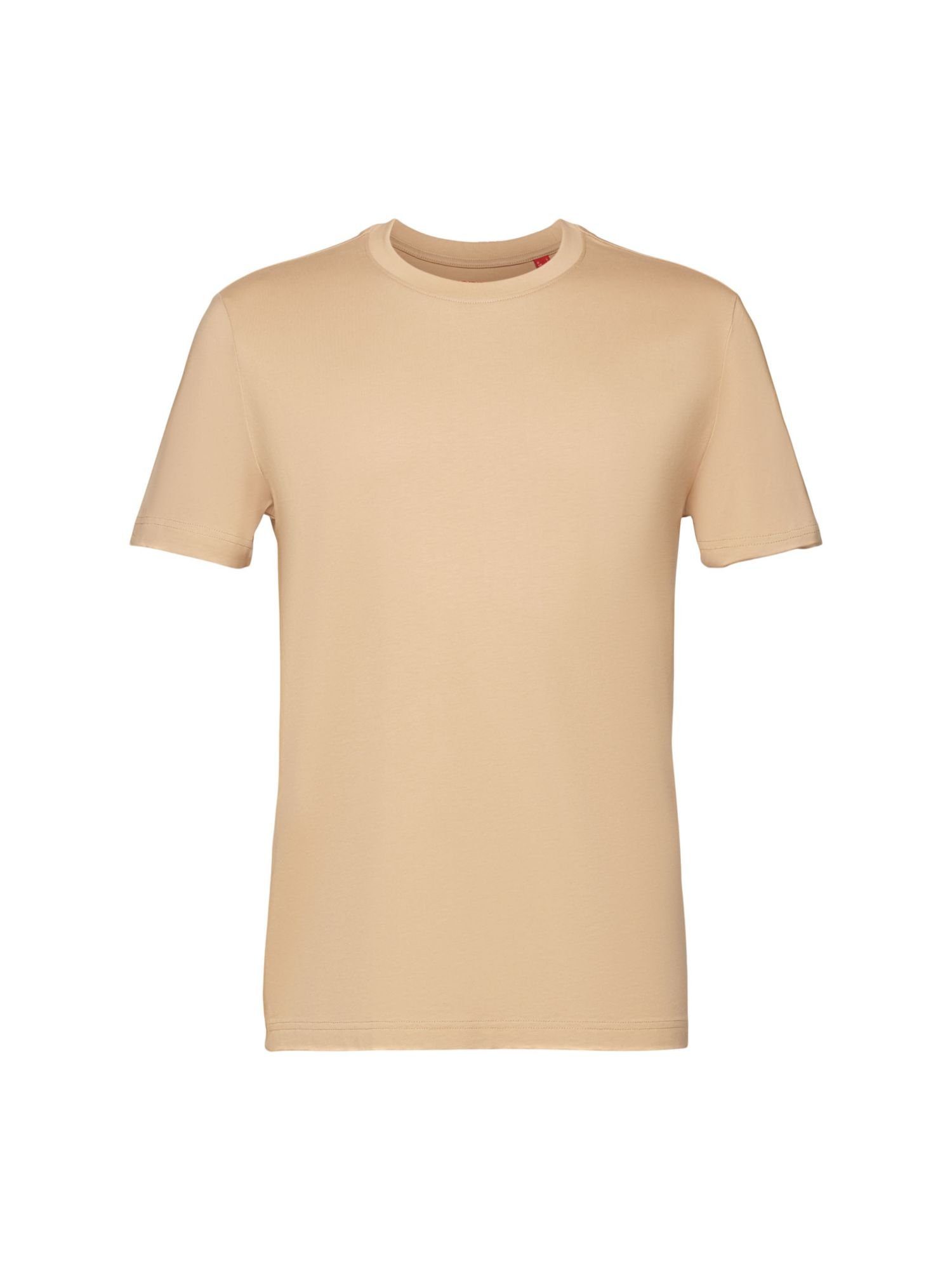 Esprit T-Shirt Rundhals-T-Shirt aus Pima-Baumwolljersey (1-tlg) BEIGE