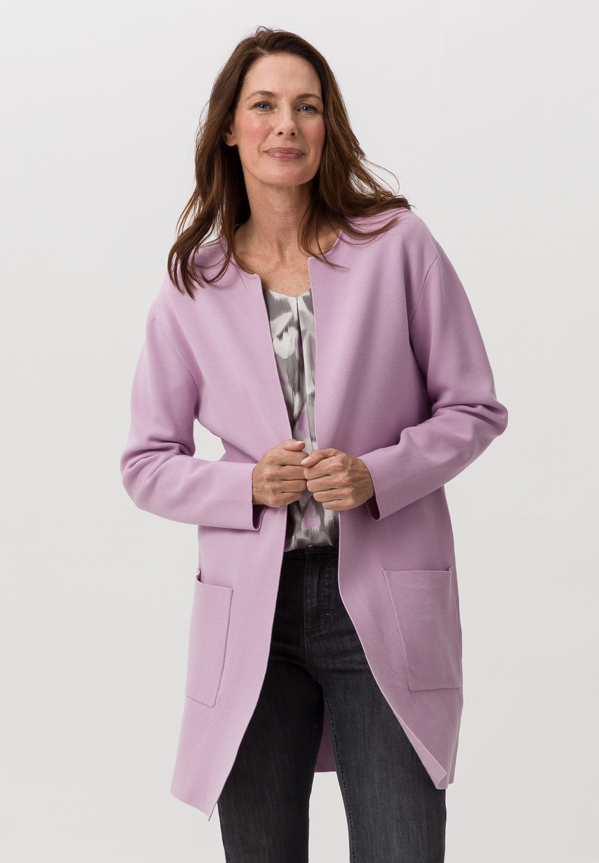 FRANK WALDER Longstrickjacke mit offenen Kanten