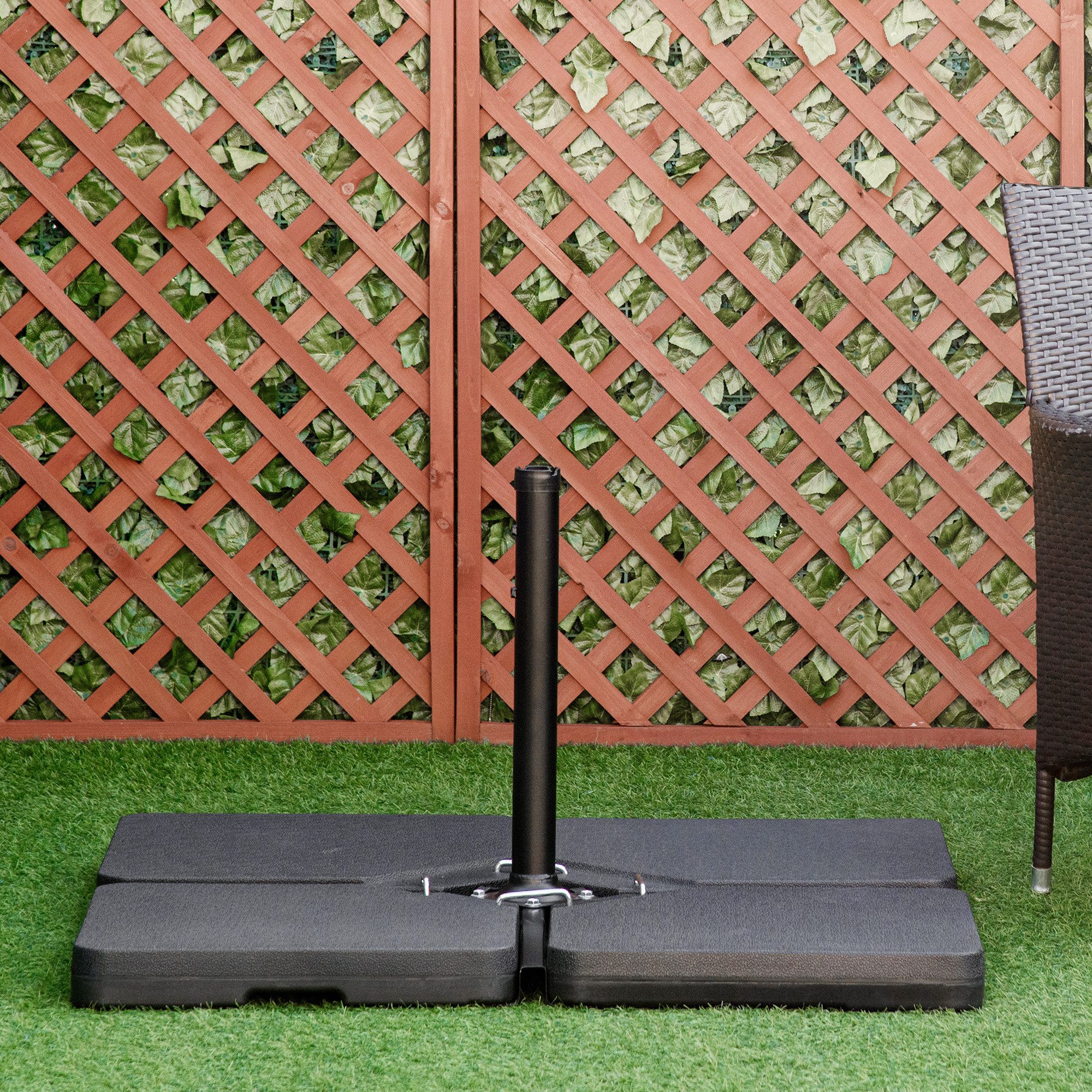 Outsunny Beschwerungsgewicht befüllbar mit Sand/Wasser, Ampelschirme, Bananenschirme, (Schirmgewicht, 4-tlg., Sonnenschirmständer), HDPE Schwarz