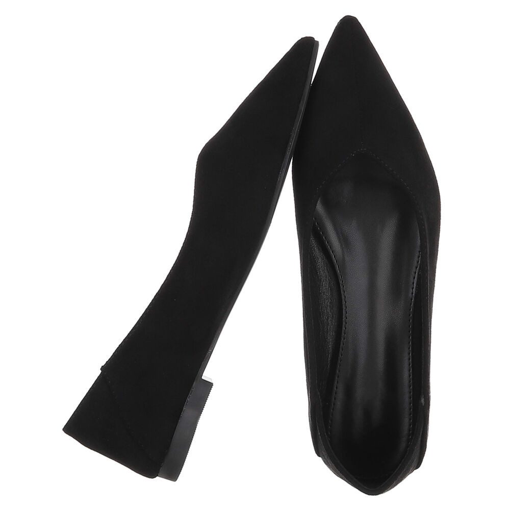 Ital-Design Damen Slipper spitz elegant ohne Verschluss Pumps (92078692) Blockabsatz Klassische Ballerinas in Schwarz